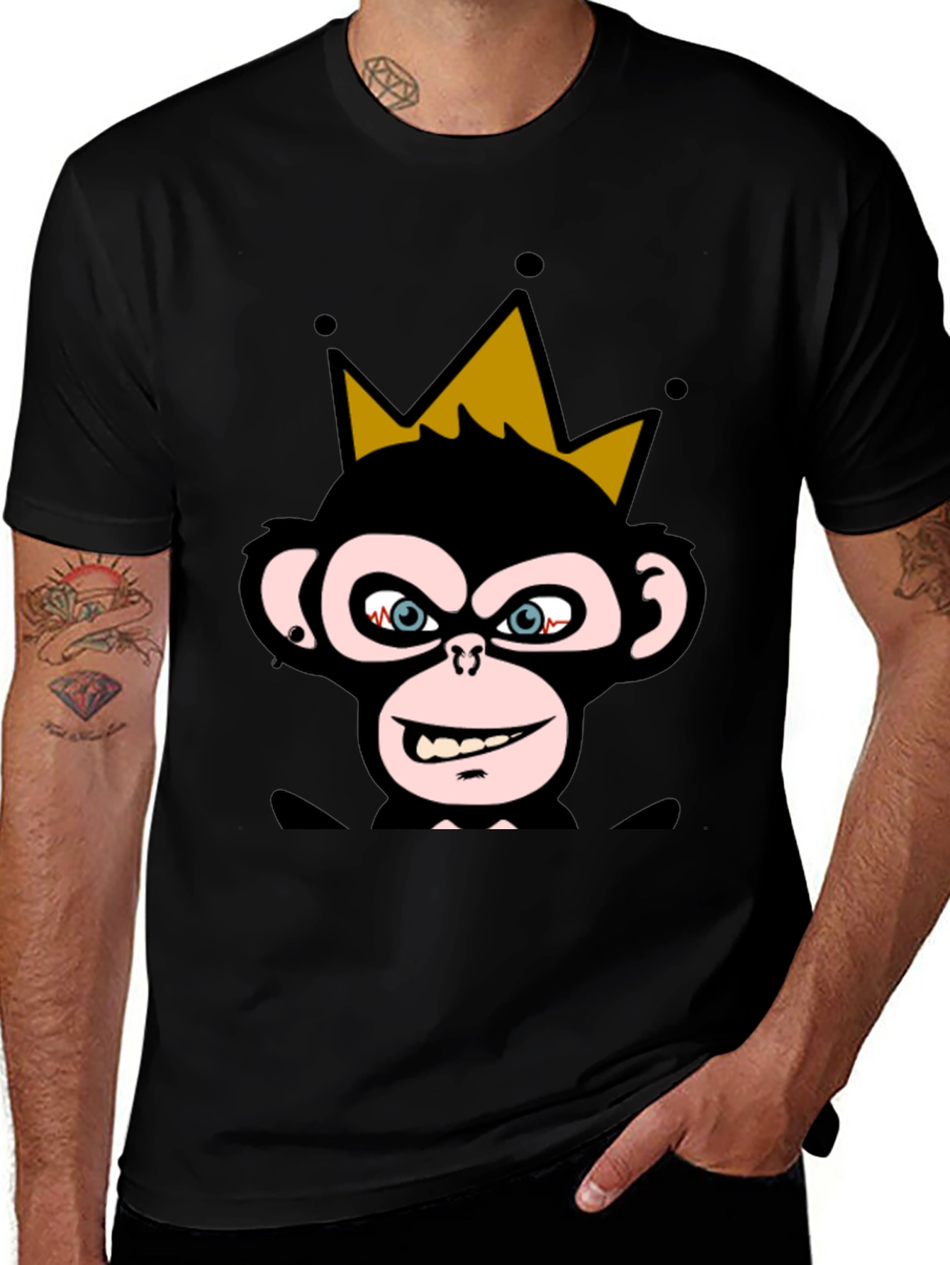 Variant 21 of Monkey King Graphic Tee - Black Crewneck Shirt