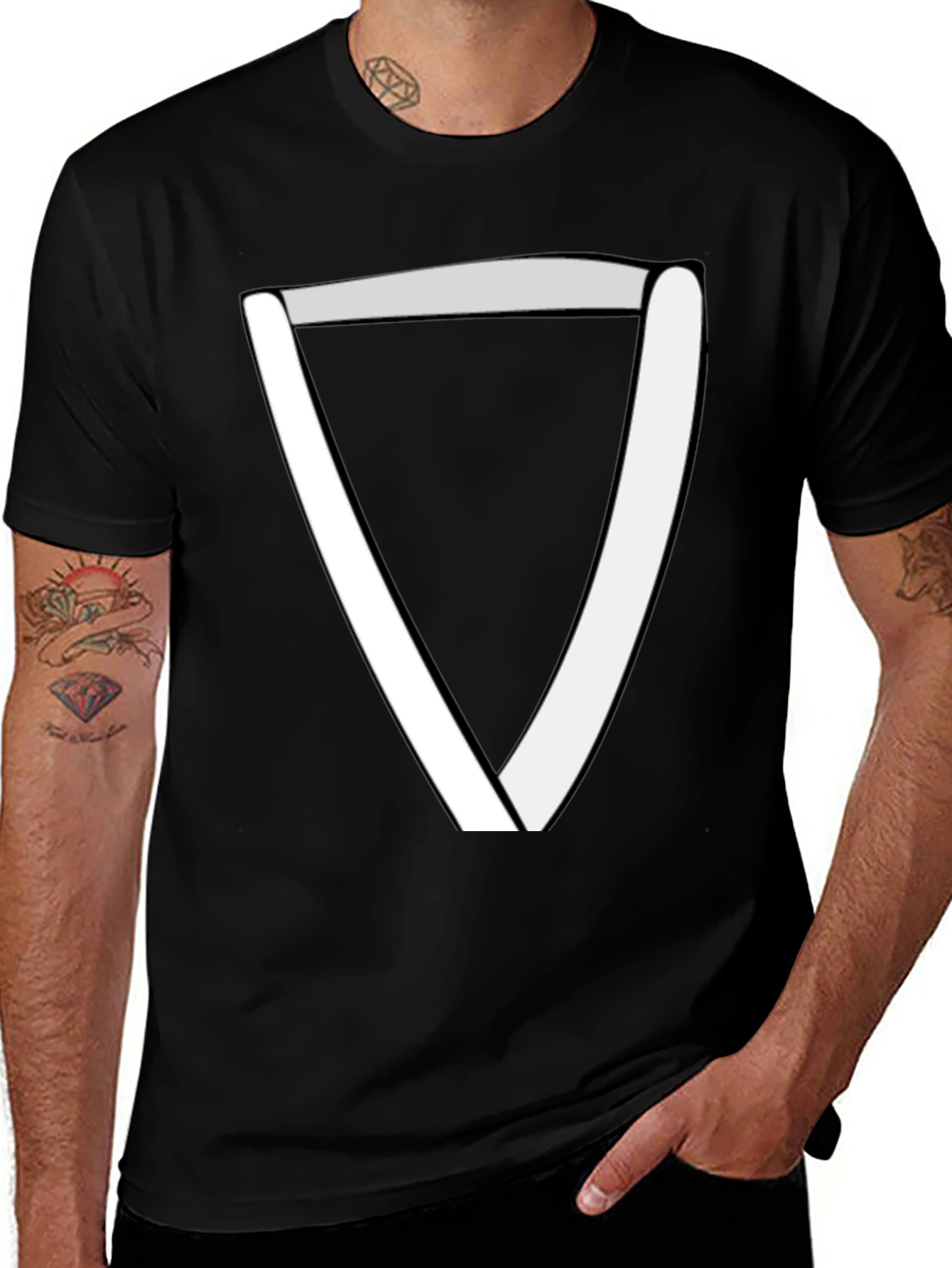 Variant 27 of Modern Geometric Triangle T-Shirt - Black