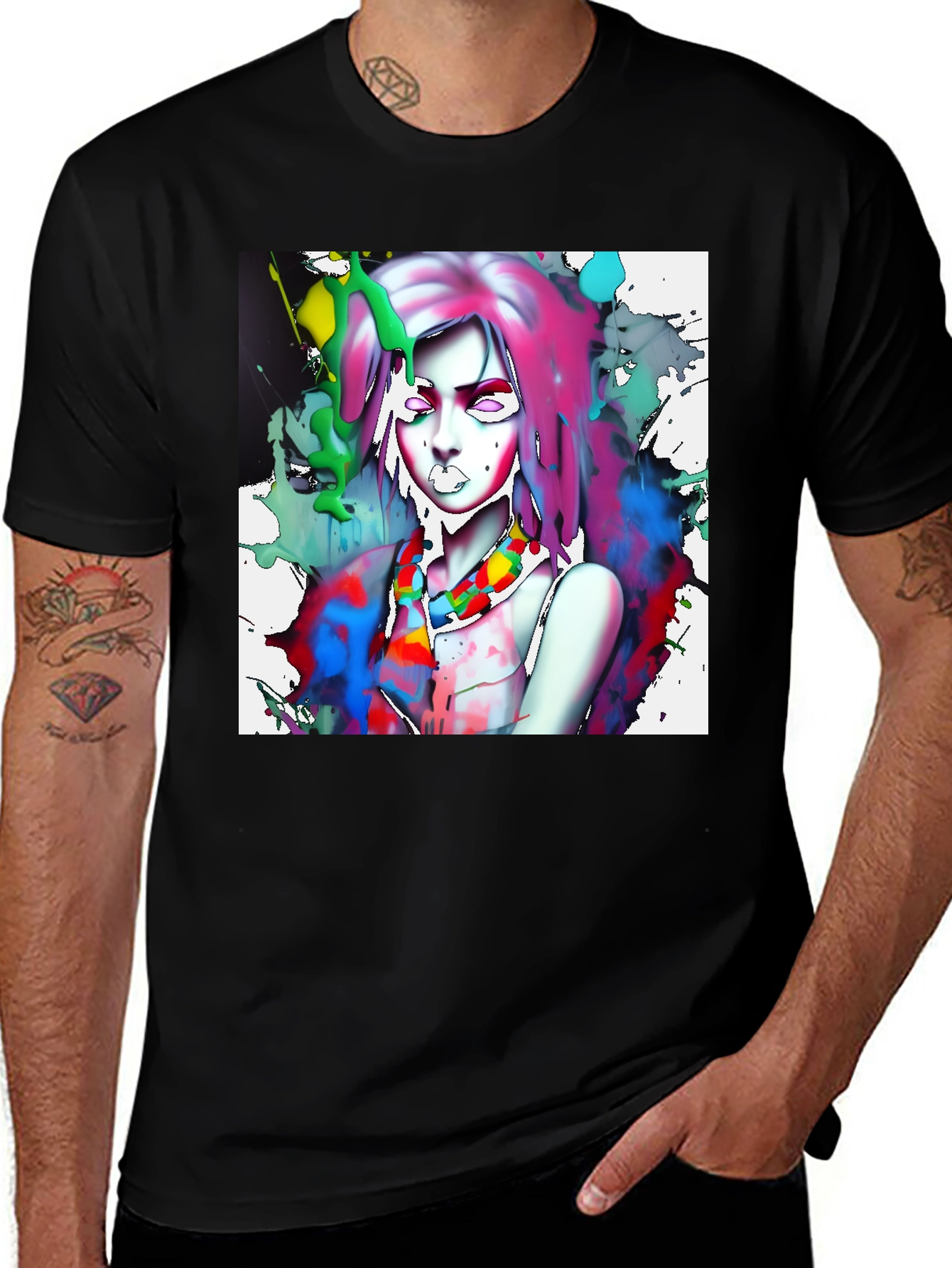 Variant 13 of Abstract Art Graphic Tee - Vivid Colors, Stylish Design