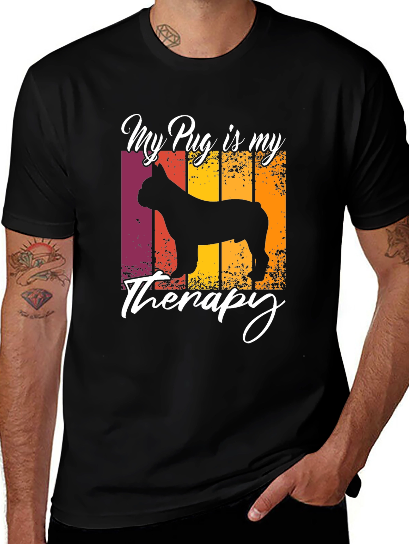 Variant 20 of My Pug is My Therapy T-Shirt - Black