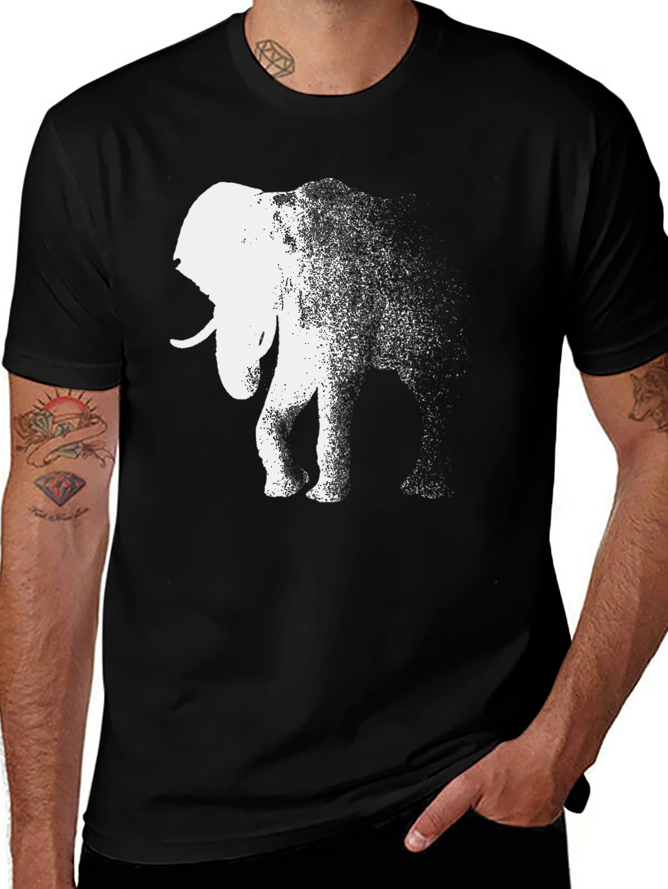 Variant 29 of Black Elephant Graphic Tee - Distressed Print