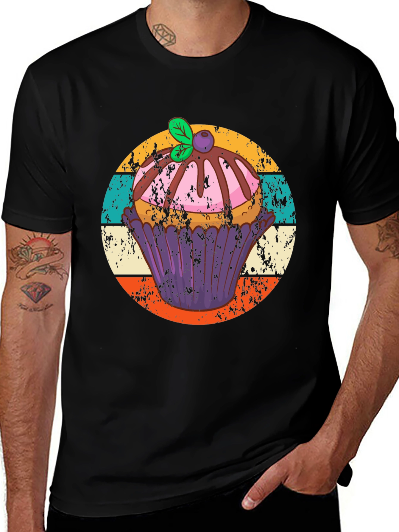 Variant 26 of Vintage Cupcake Graphic Tee - Comfort & Style