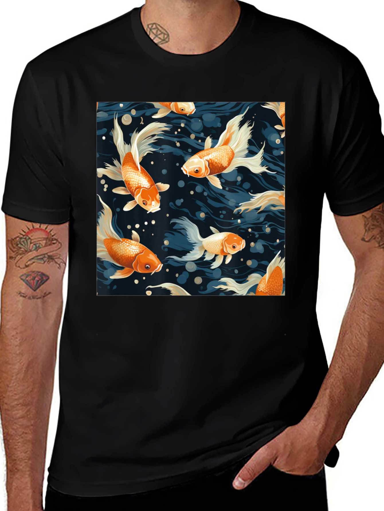 Goldfish Print Crew Neck T-Shirt