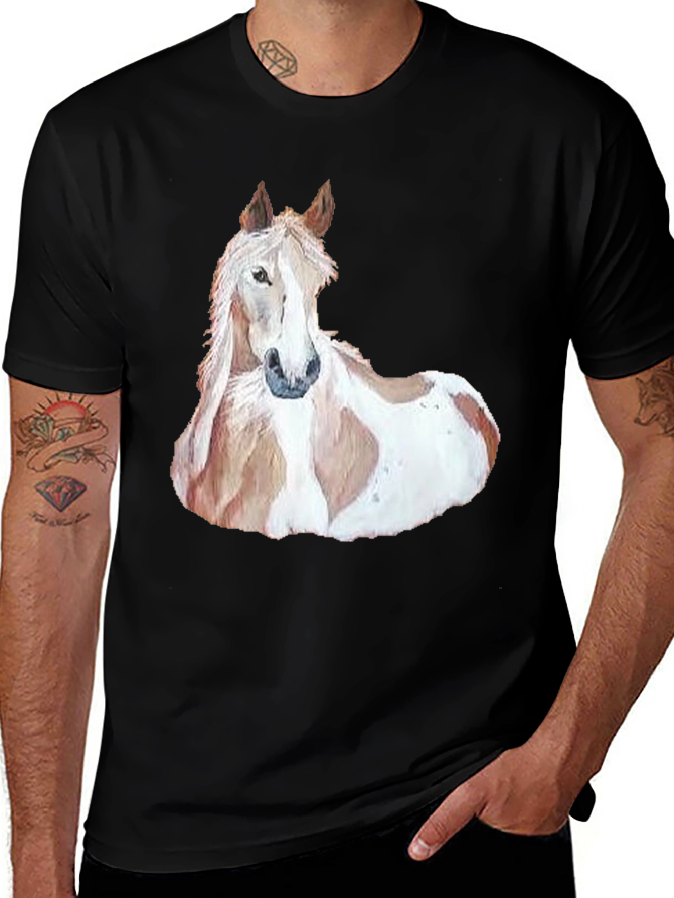 Variant 7 of Horse Graphic Men's T-Shirt - Black, Casual Style