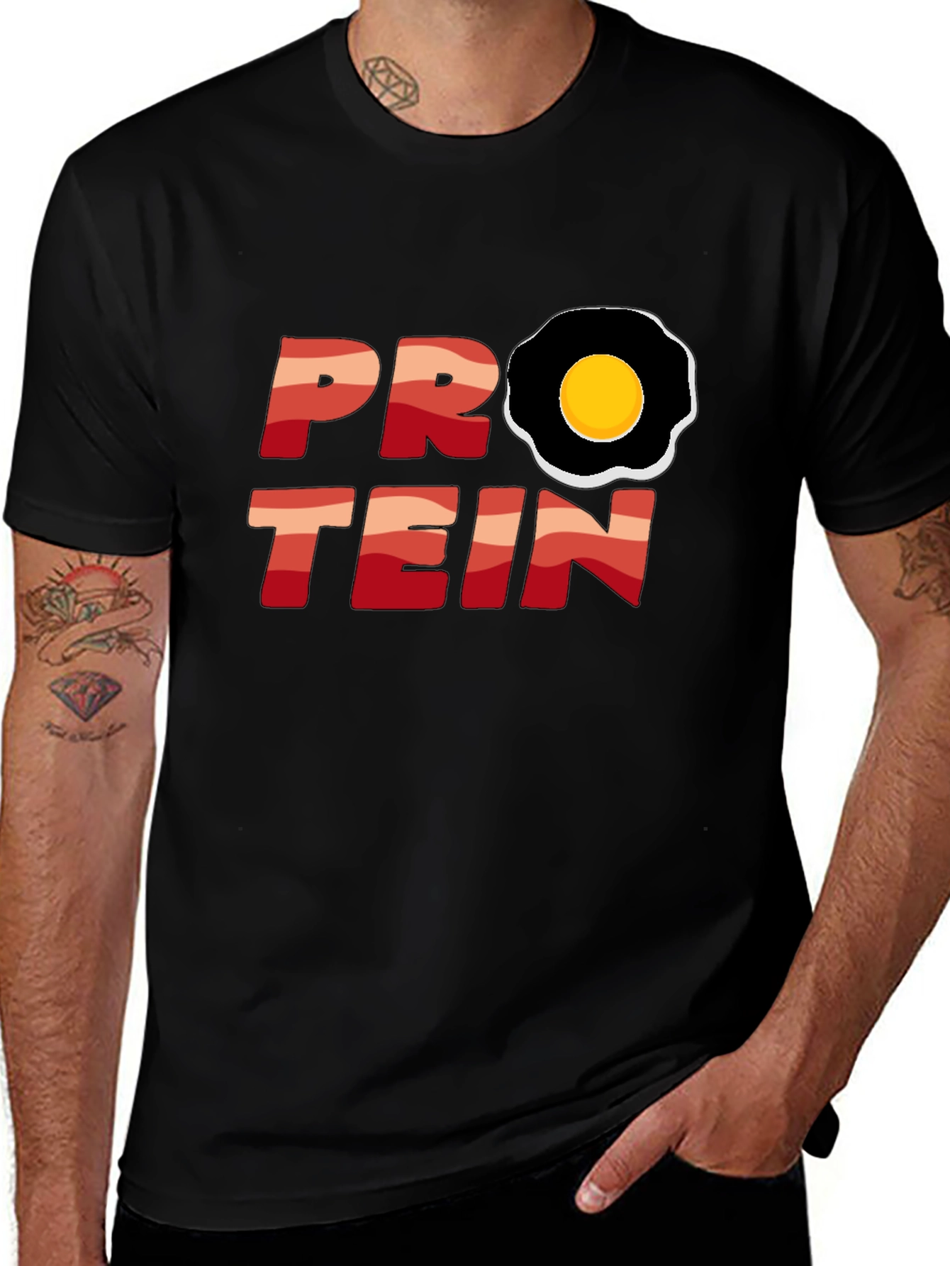 Variant 17 of Protein T-Shirt - Egg Design Black