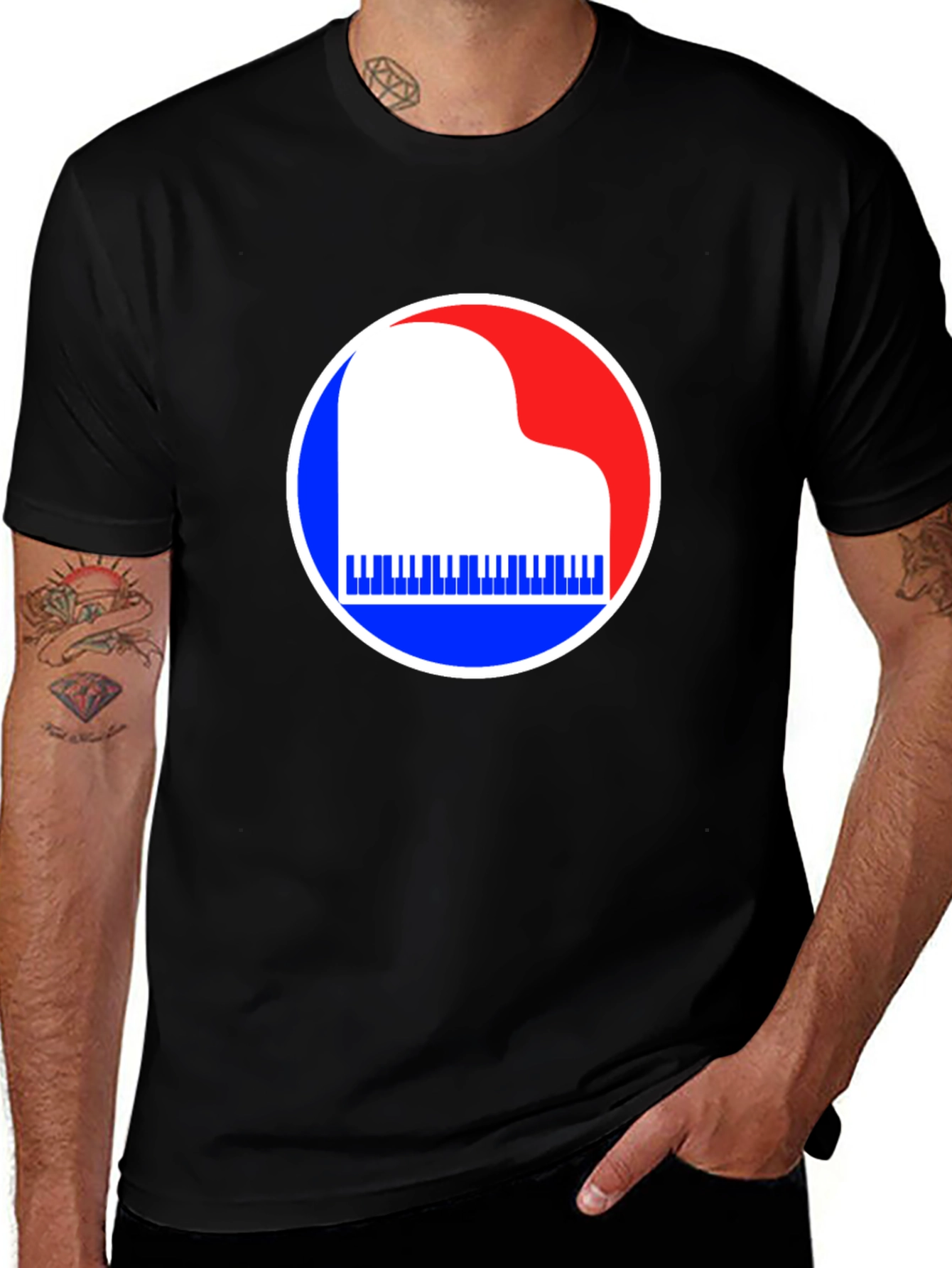 Variant 15 of Piano Graphic Tee - Red, White, and Blue