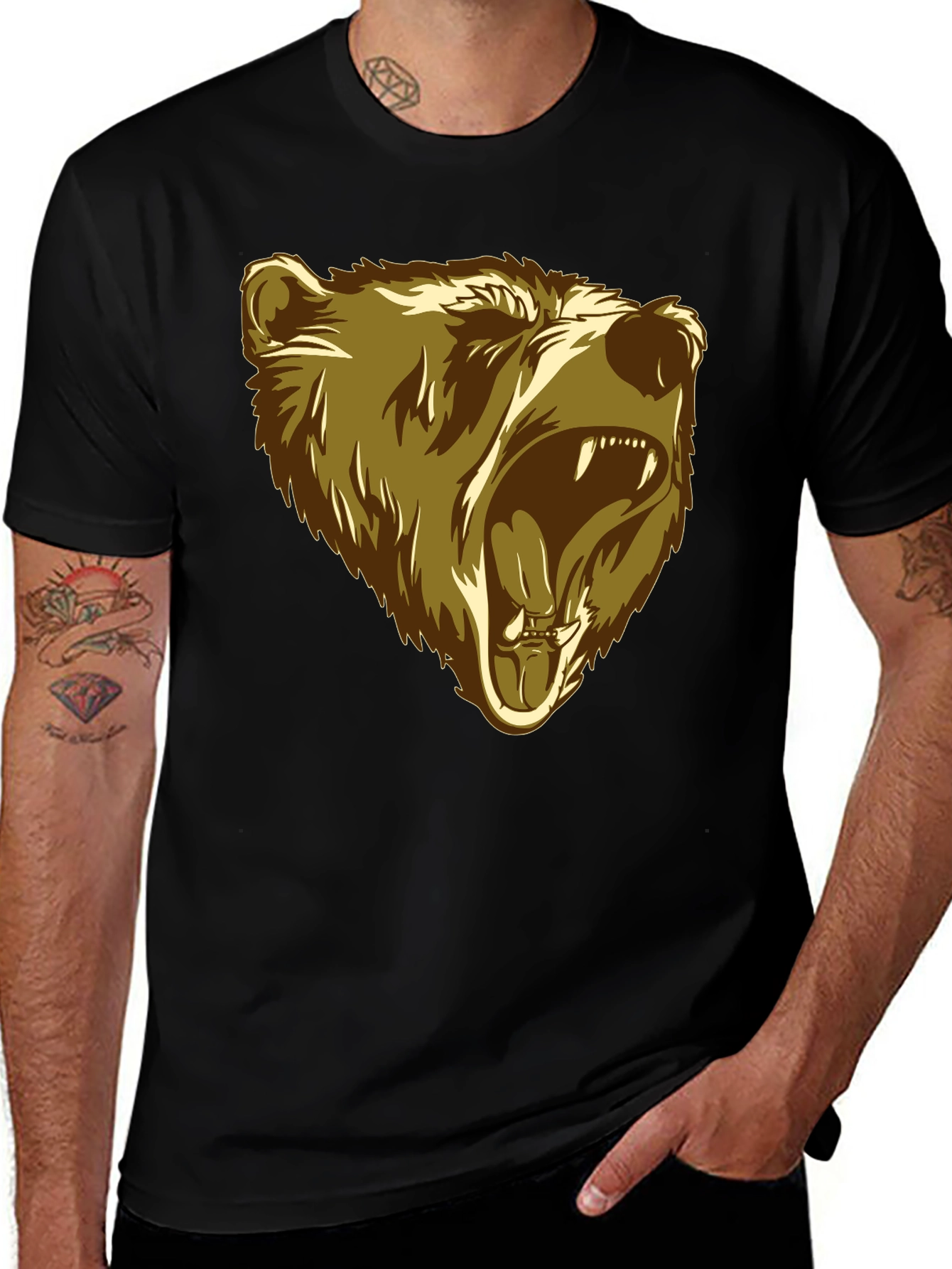 Variant 11 of Black T-Shirt with Roaring Bear Graphic