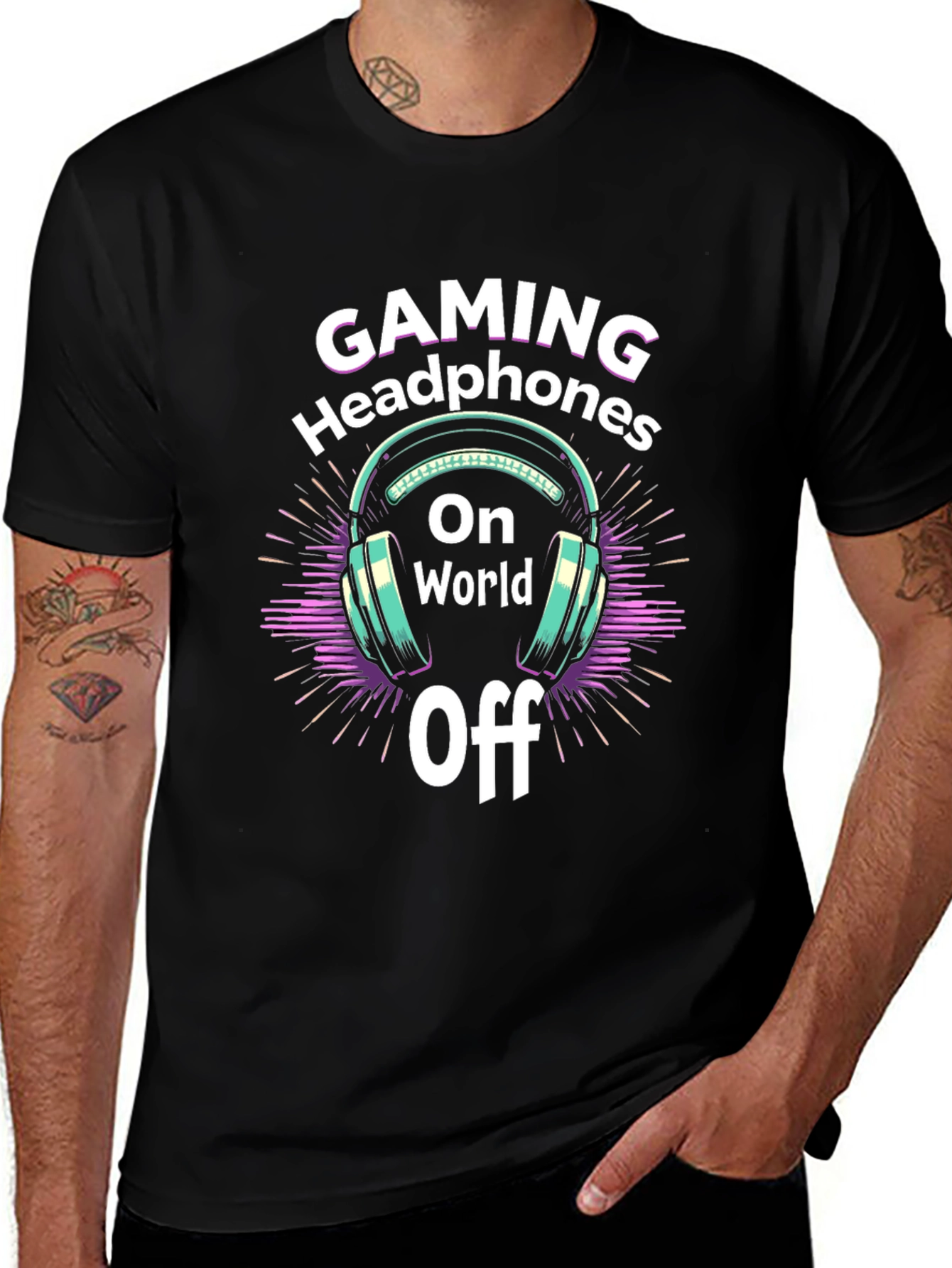 Variant 29 of Gaming Headphone On World Off Graphic T-Shirt