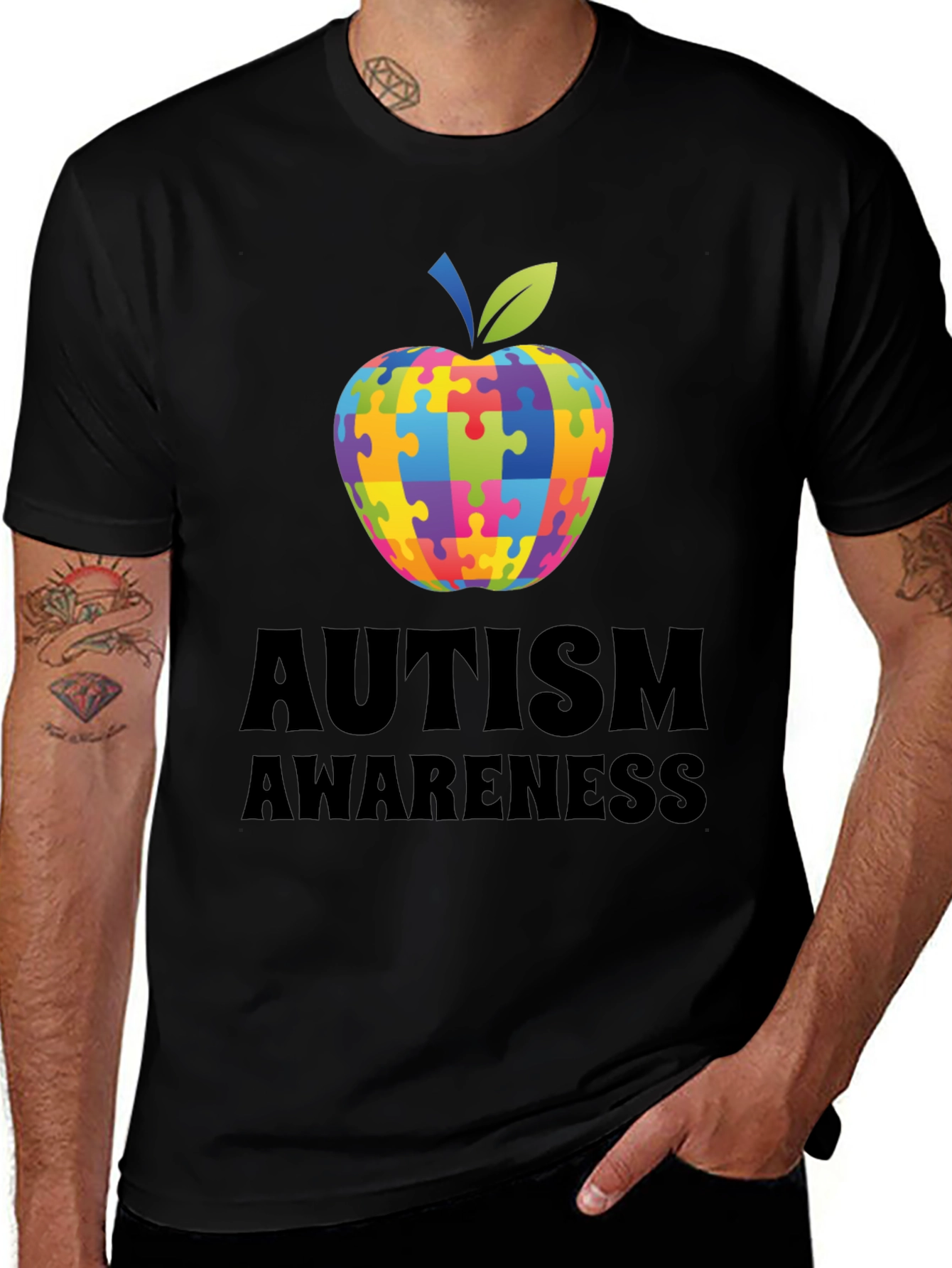 Autism Awareness Puzzle Apple Graphic Tee