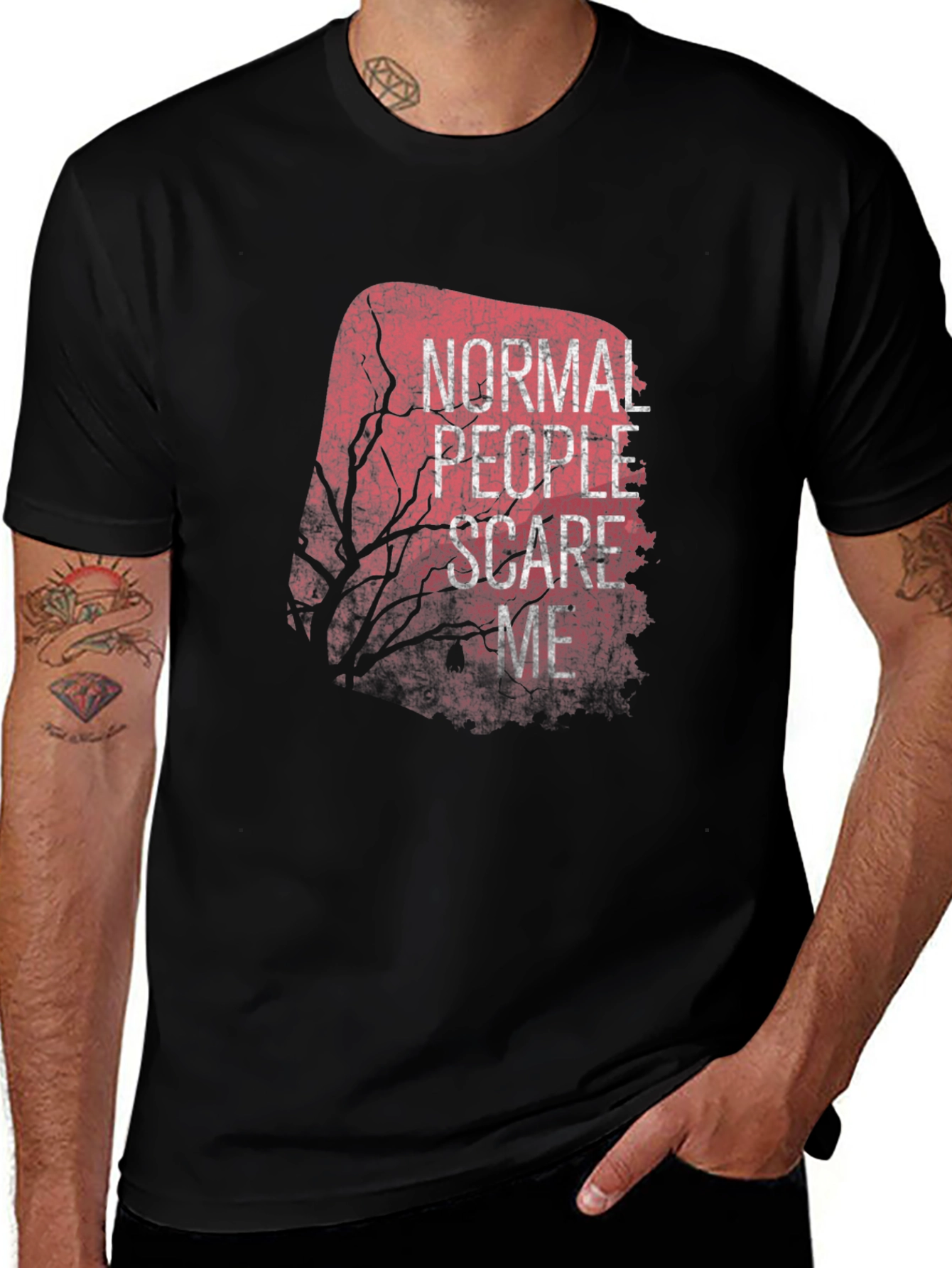 Black Normal People Scare Me Black Tee main image