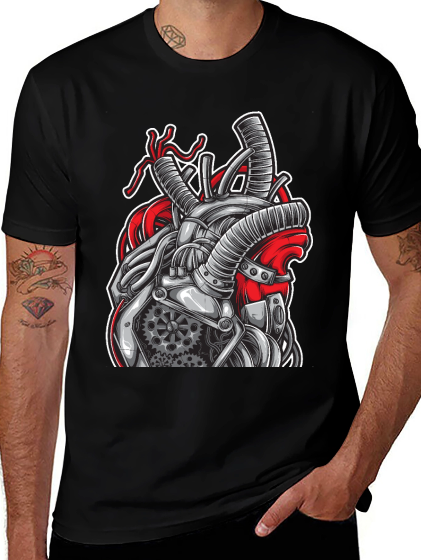 Variant 11 of Steampunk Heart T-Shirt - Mechanical Anatomical Design