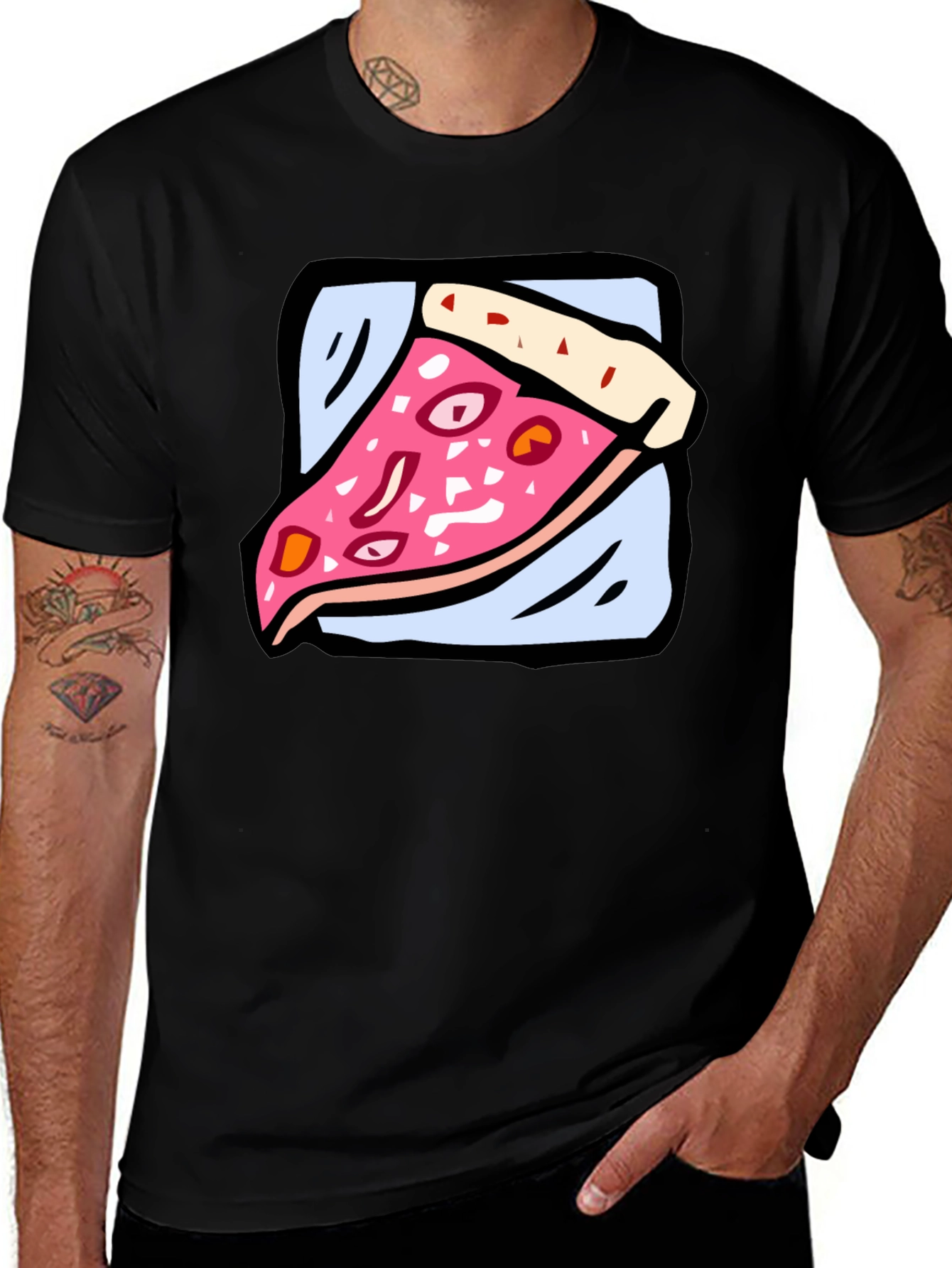 Variant 7 of Pizza Slice Graphic Tee - Cartoon Food T-Shirt