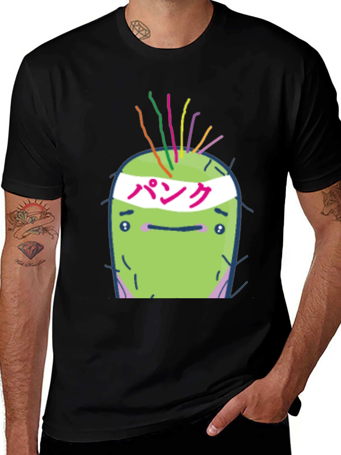 Variant 12 of Punk Cactus Graphic Tee - Black Cotton T-Shirt