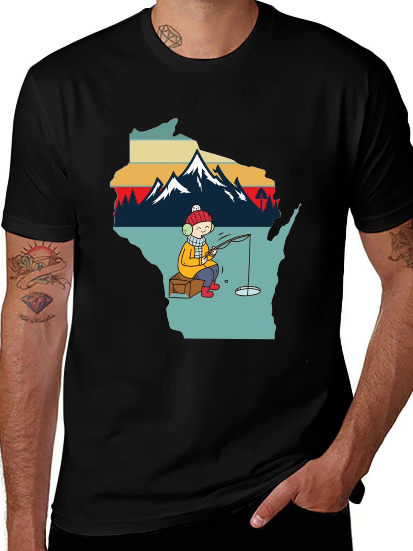 Ice Fishing Graphic T-Shirt