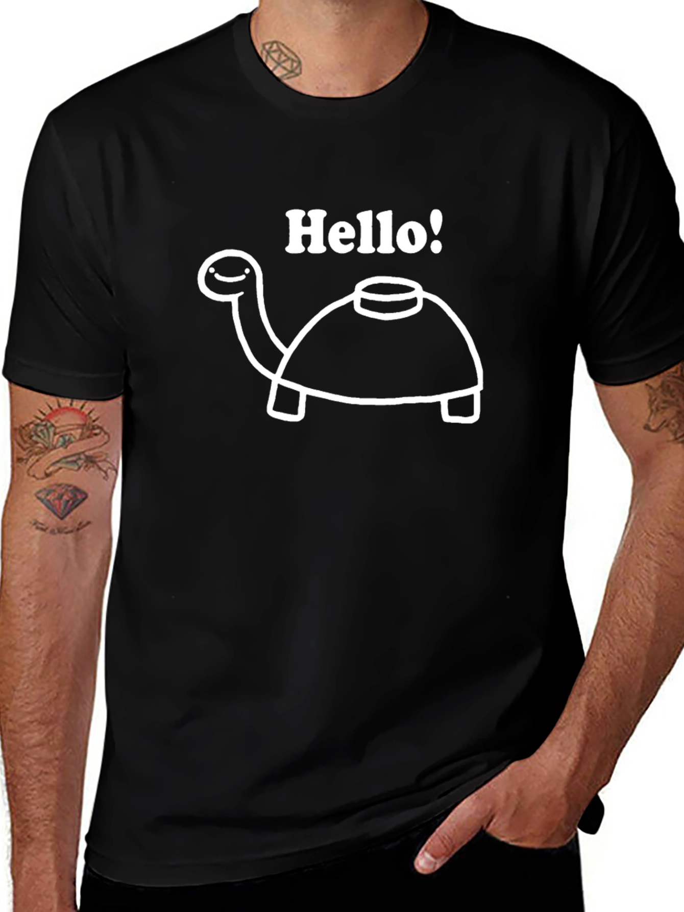 Variant 20 of Hello Turtle Graphic Tee - Black