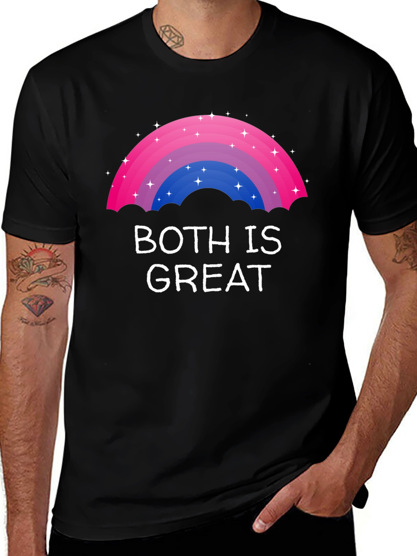 Black Bisexual Pride Rainbow T-Shirt - Both Is Great main image