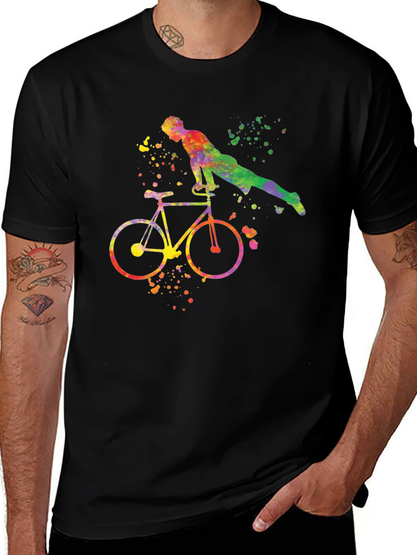Variant 17 of Watercolor Bike & Rider Graphic T-Shirt