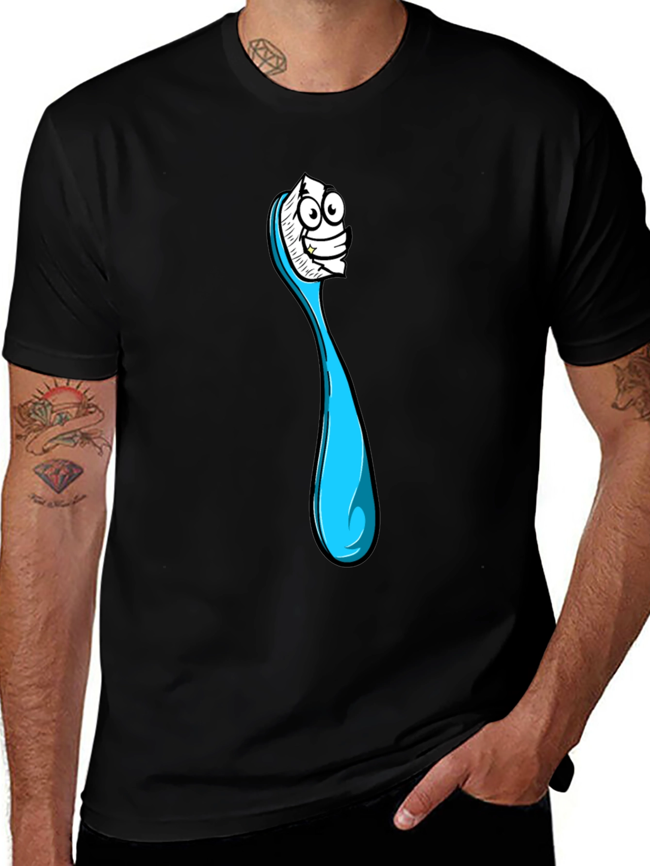 Variant 21 of Funny Cartoon Toothbrush Graphic T-Shirt