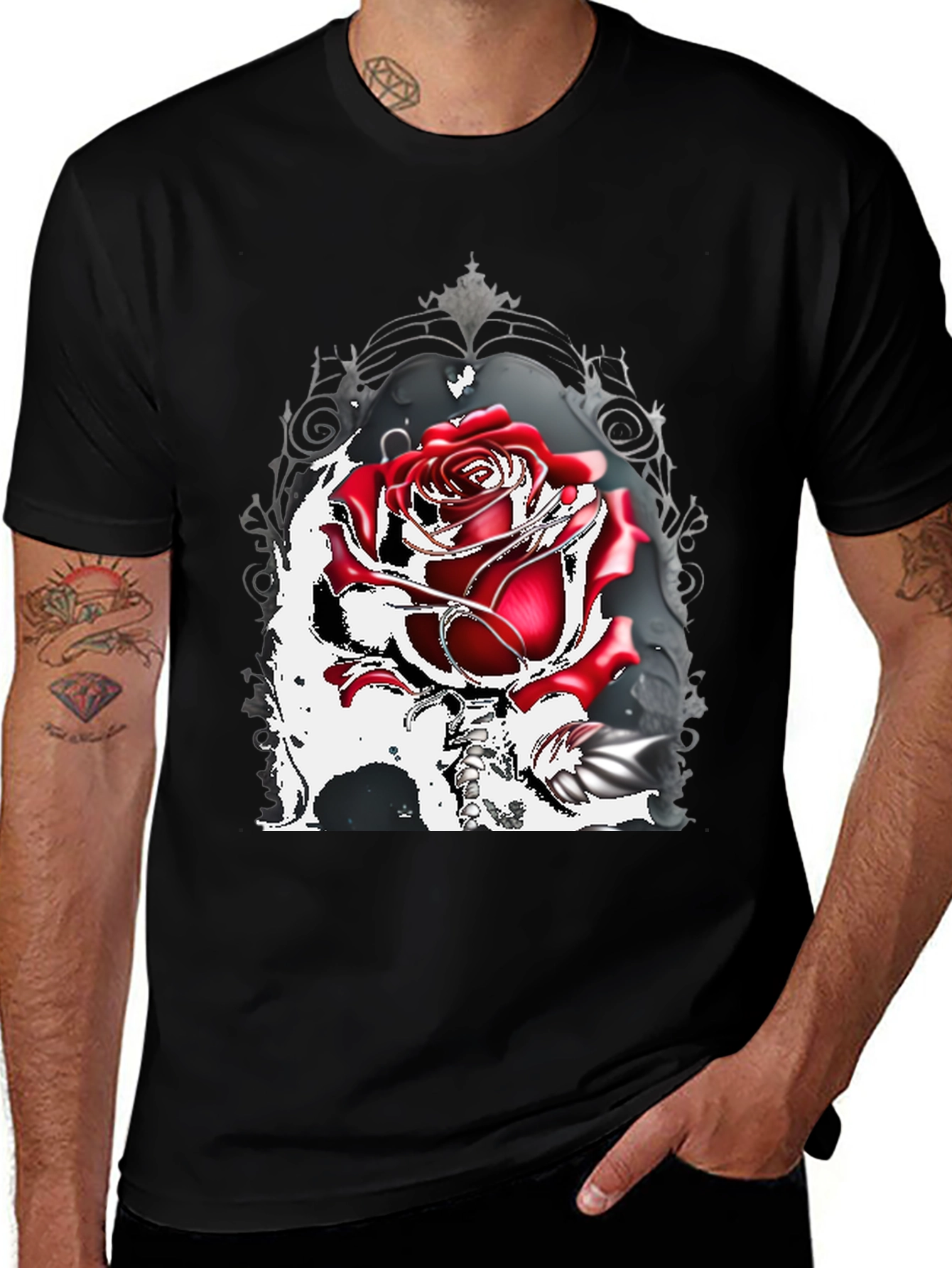 Variant 28 of Gothic Rose T-Shirt: Dark Romance Style