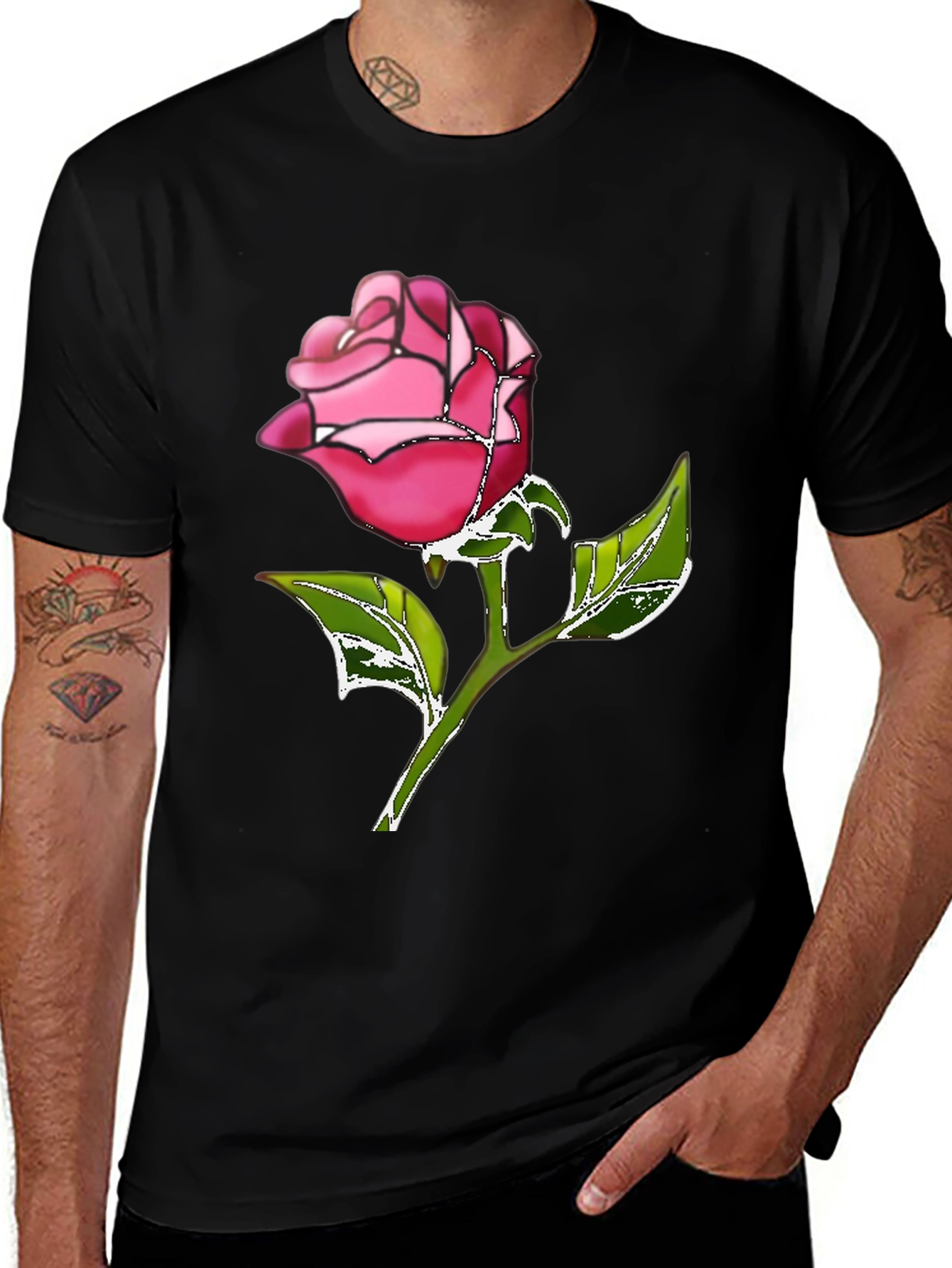Variant 2 of Rose Graphic Black T-Shirt