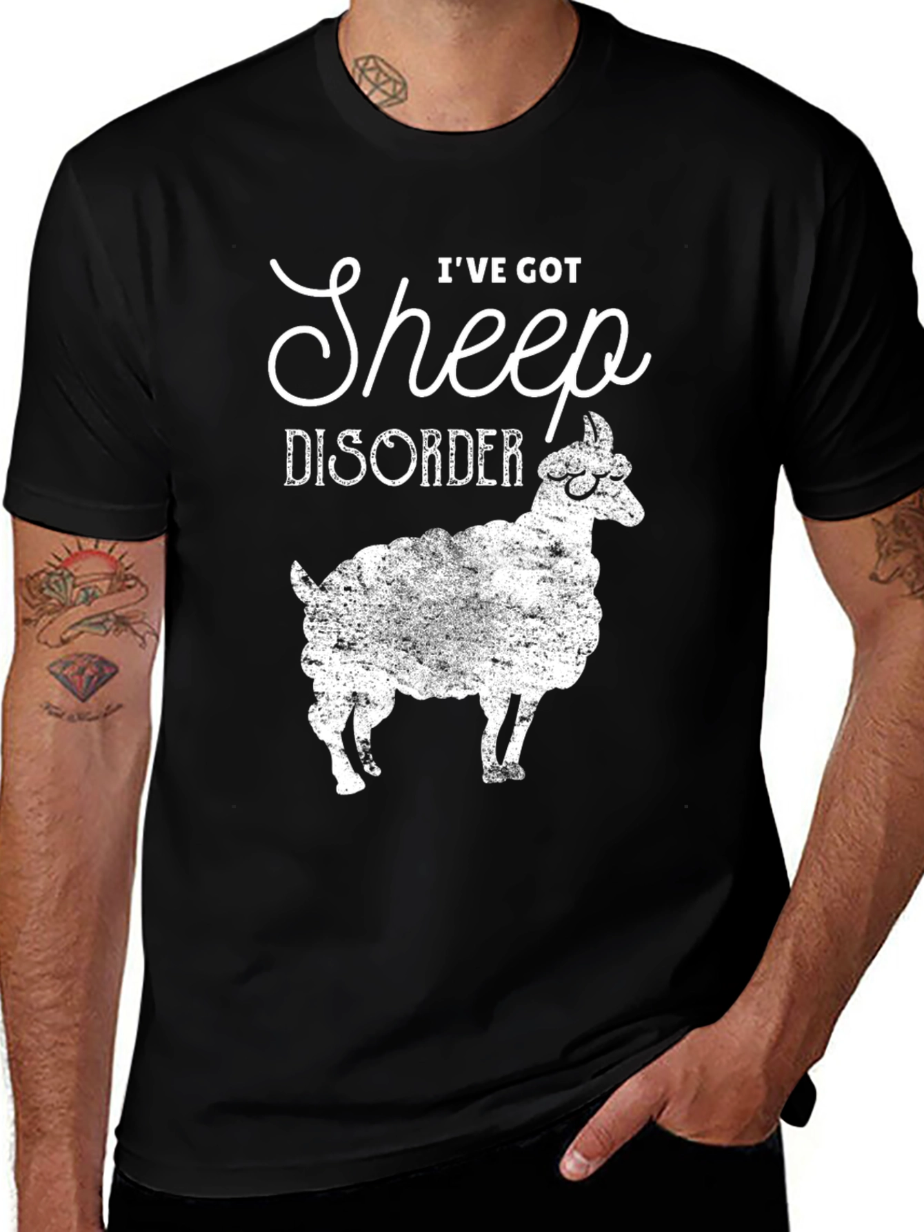 Variant 3 of Sheep Disorder Graphic Tee - Black Cotton T-Shirt