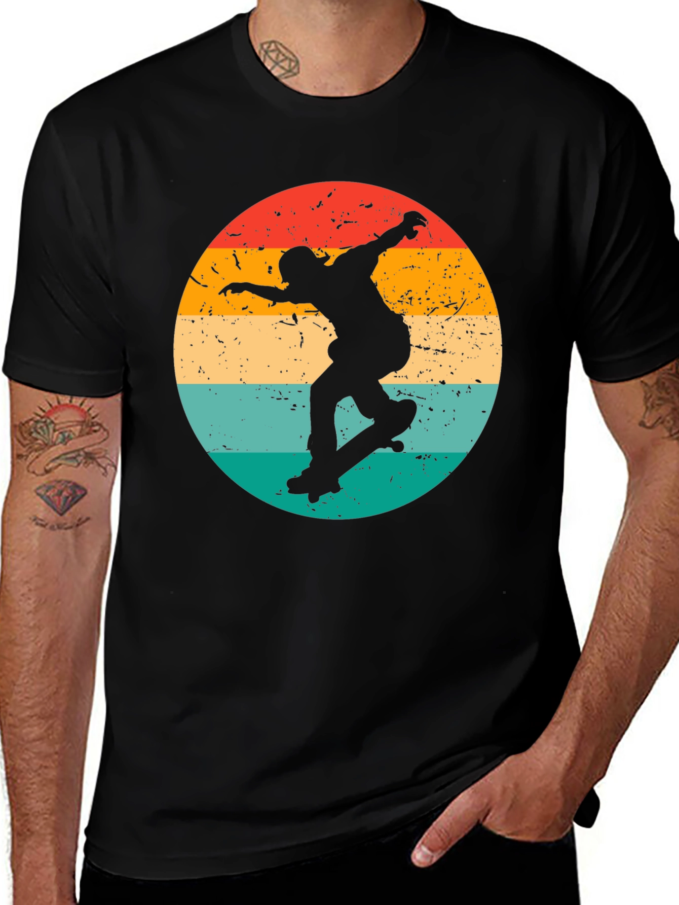 Variant 18 of Retro Skateboarder Graphic Tee - Cool Black T-Shirt