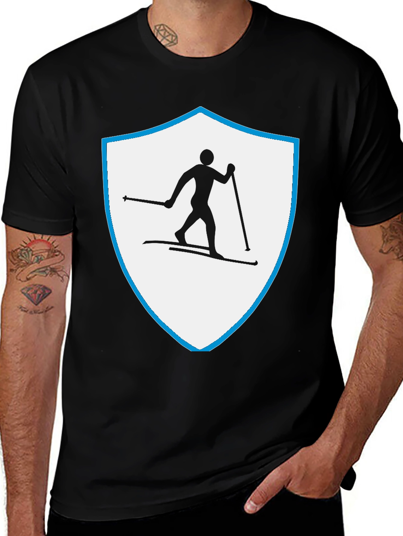 Variant 19 of Ski Shield Graphic Tee - Black Cotton Blend