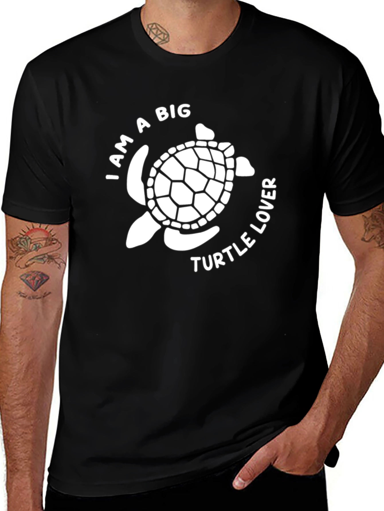 Variant 29 of Turtle Lover Graphic Tee - Black Cotton Casual Shirt