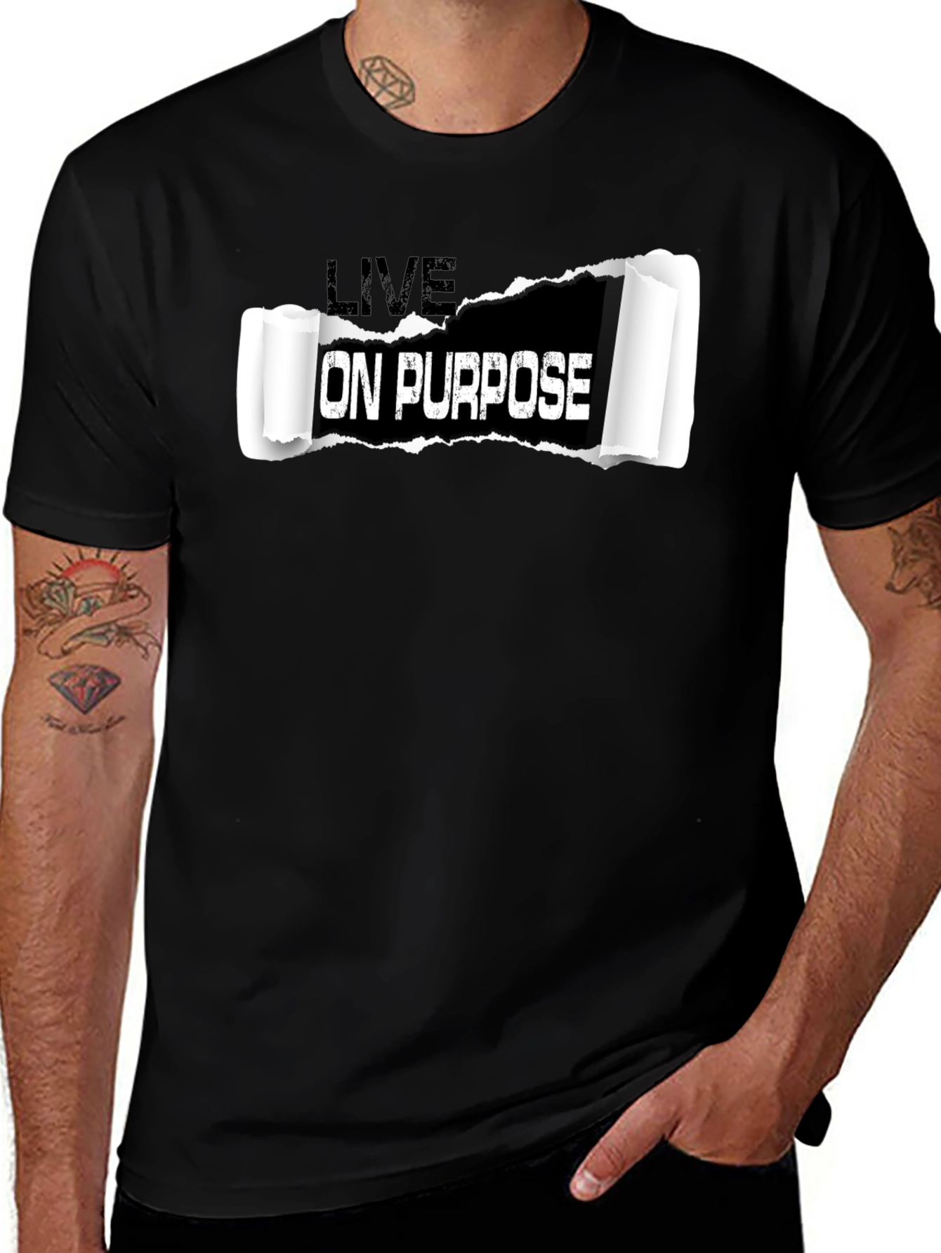 Variant 3 of Live On Purpose Black Graphic T-Shirt
