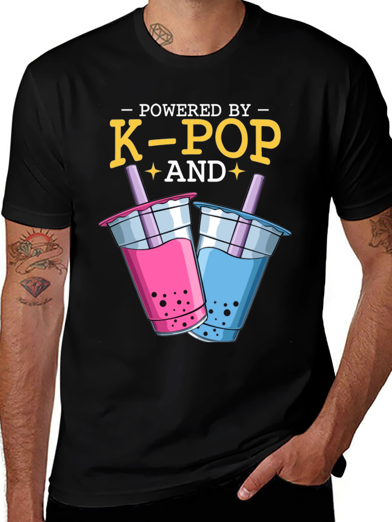 K-Pop & Boba T-Shirt - Powered By Korean Pop Culture Tee