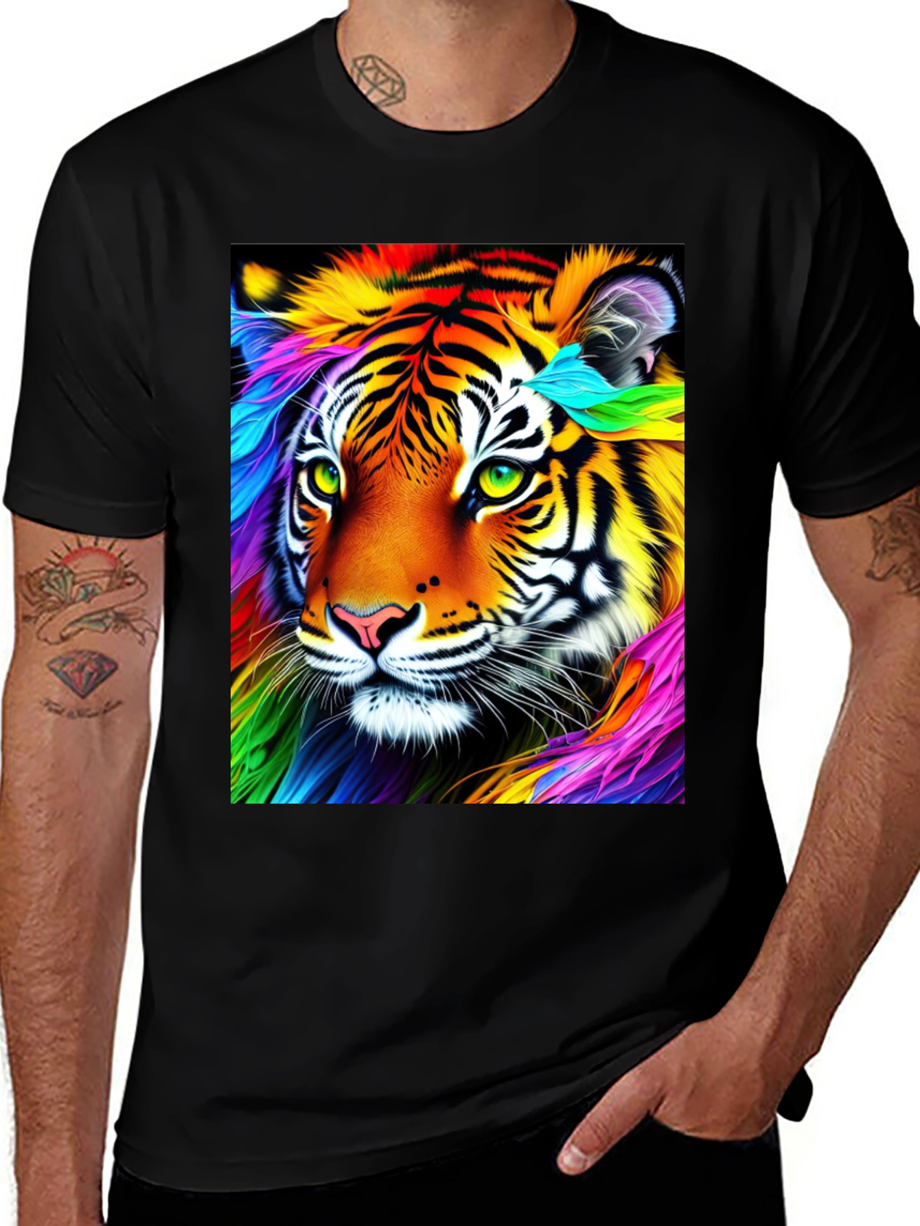Variant 22 of Vibrant Tiger Graphic Tee - Unique Colorful Design