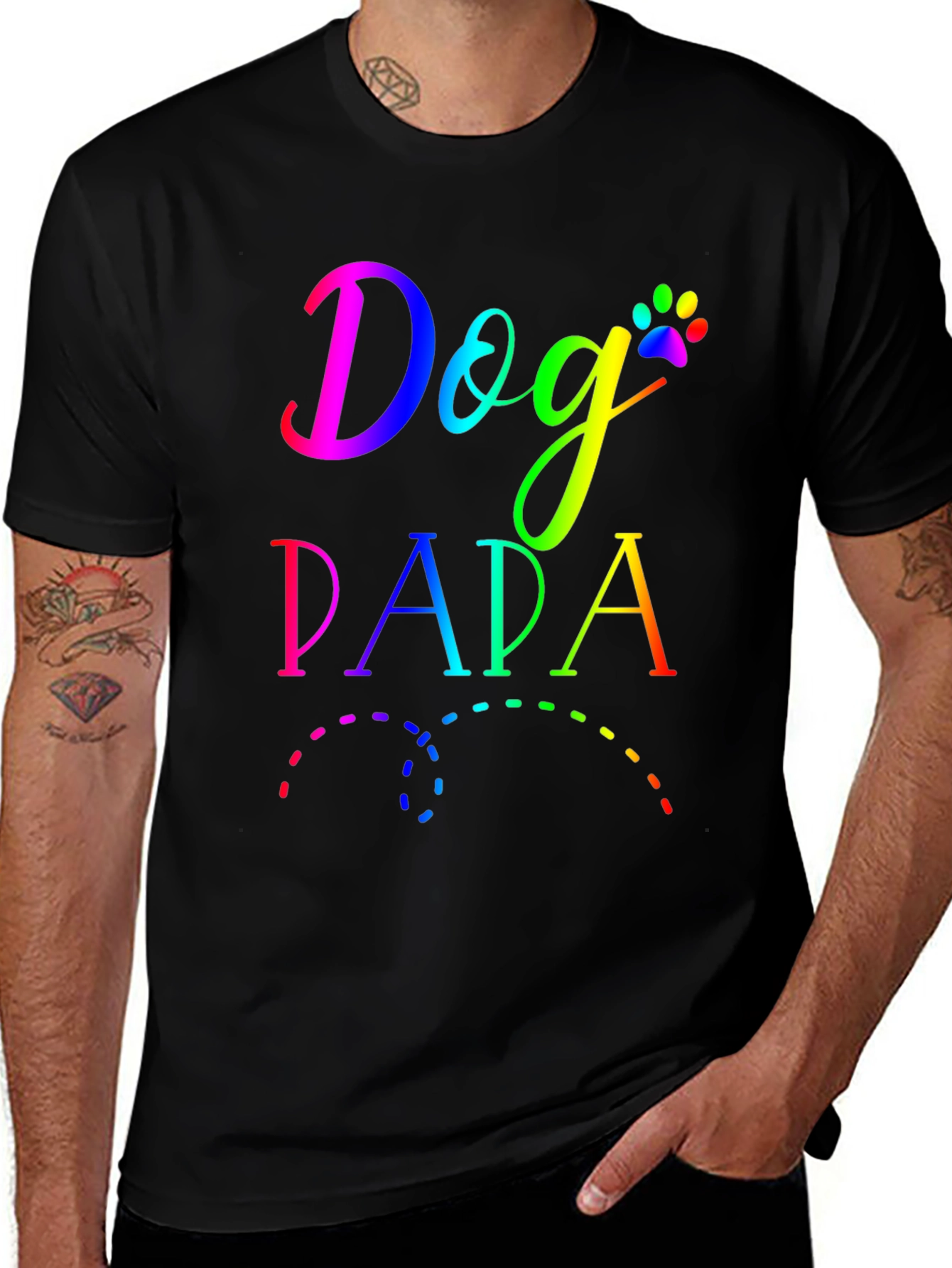 Variant 18 of Dog Papa Colorful Graphic Print T-Shirt