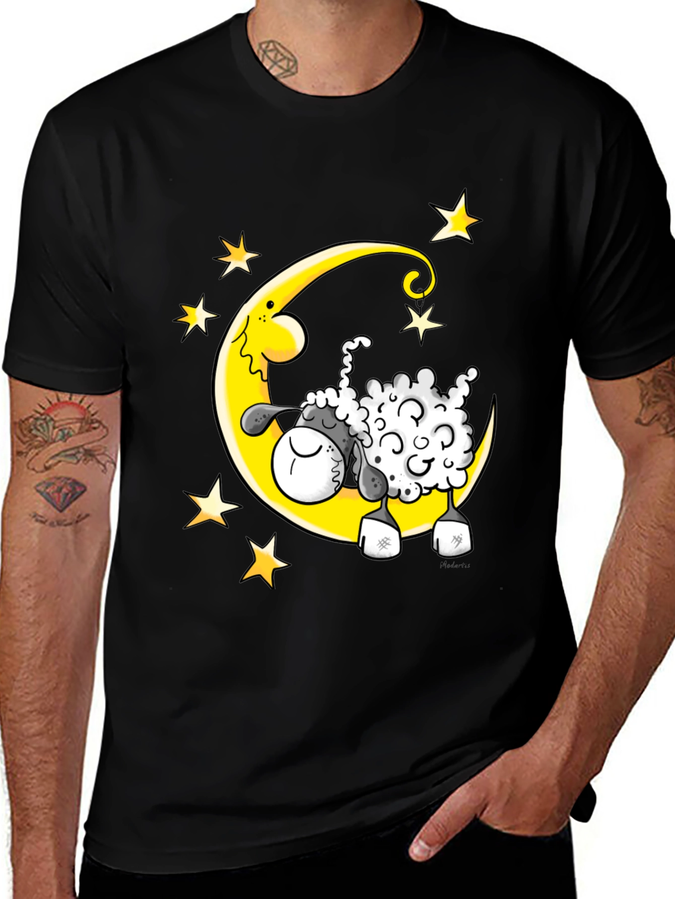 Variant 17 of Dreamy Sheep T-Shirt - Moon and Stars Graphic Tee
