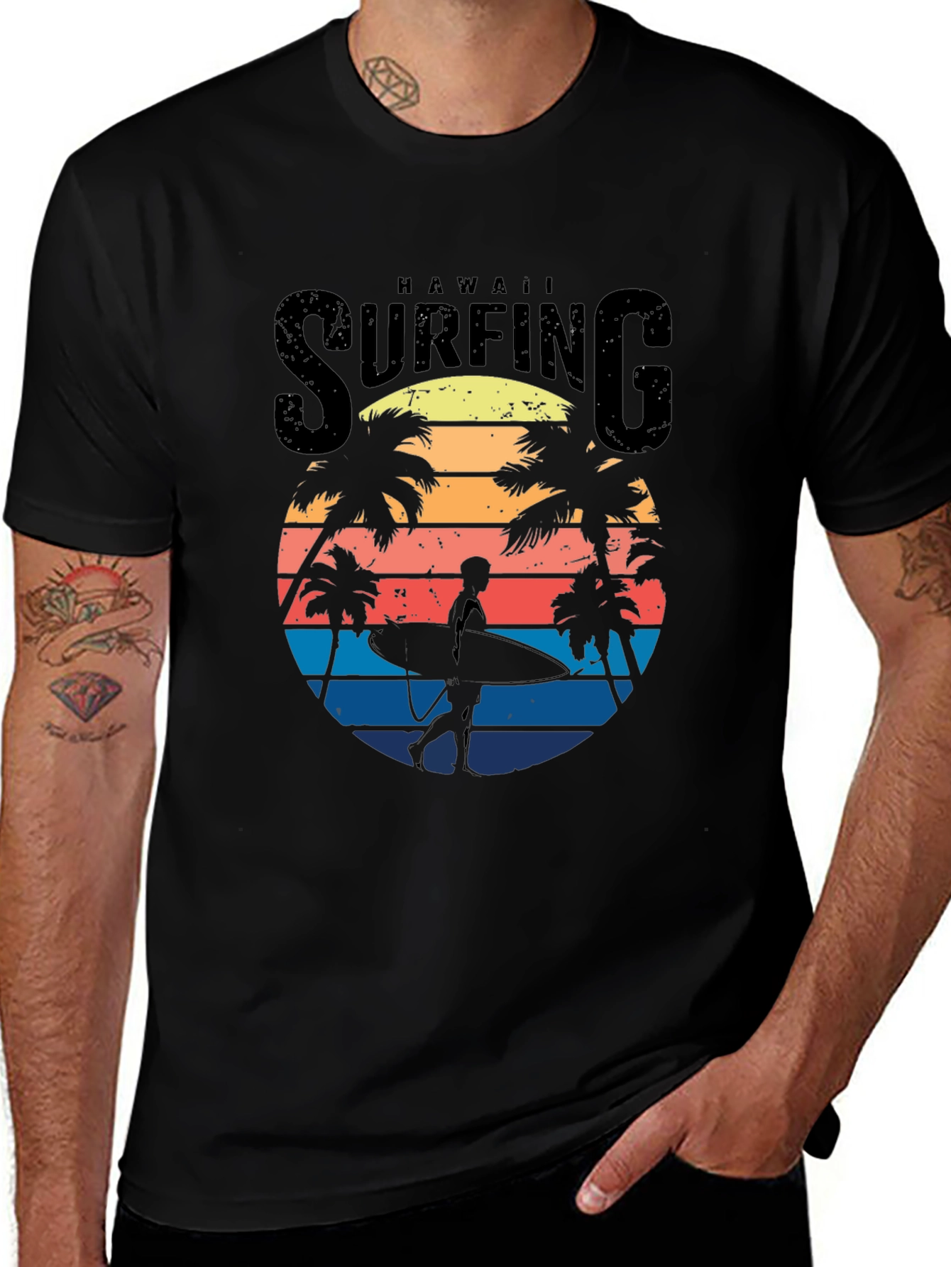 Variant 28 of Hawaii Surfing Graphic Tee - Beach Vibes