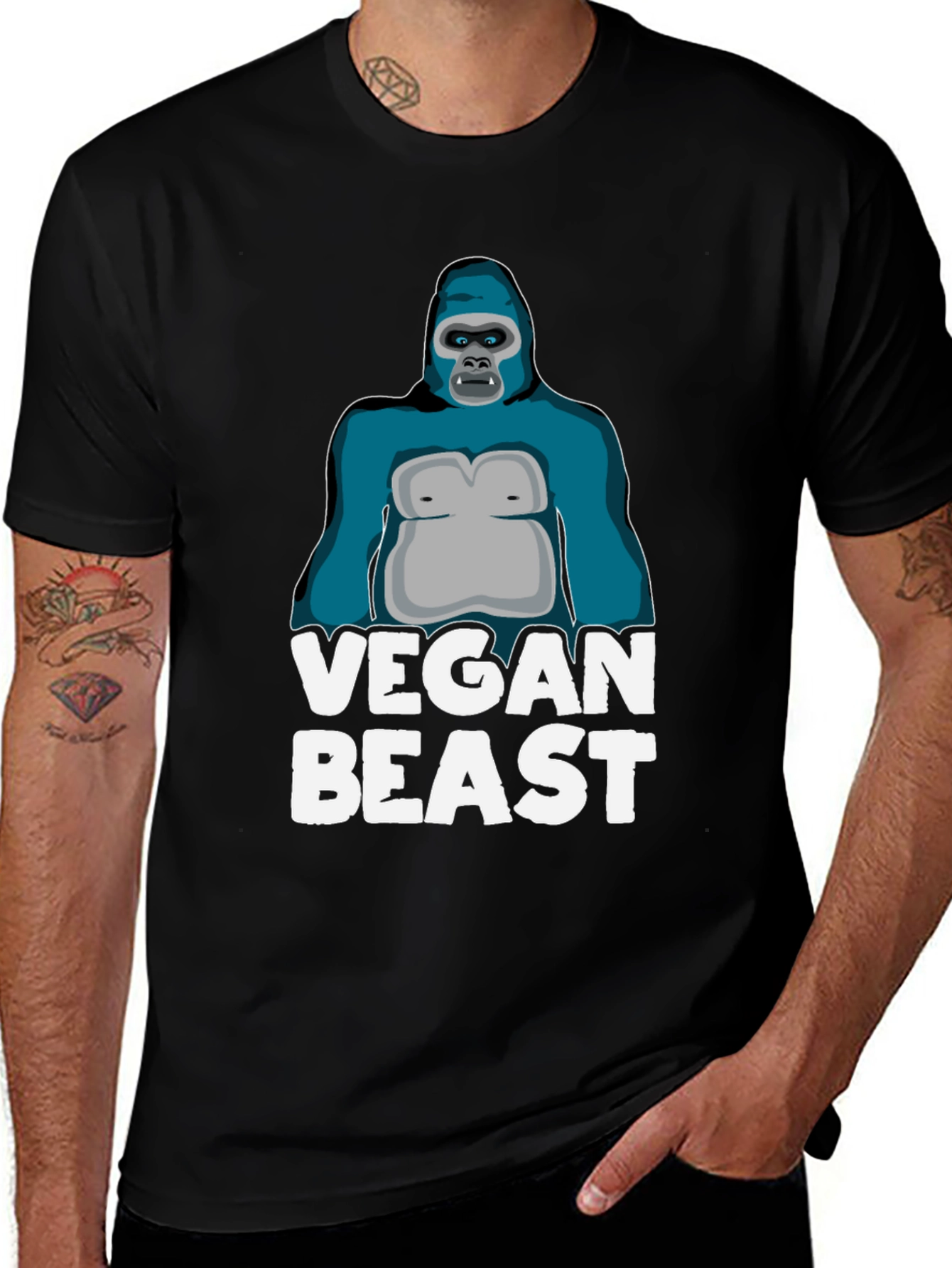 Variant 11 of Vegan Beast T-Shirt - Gorilla Graphic Tee