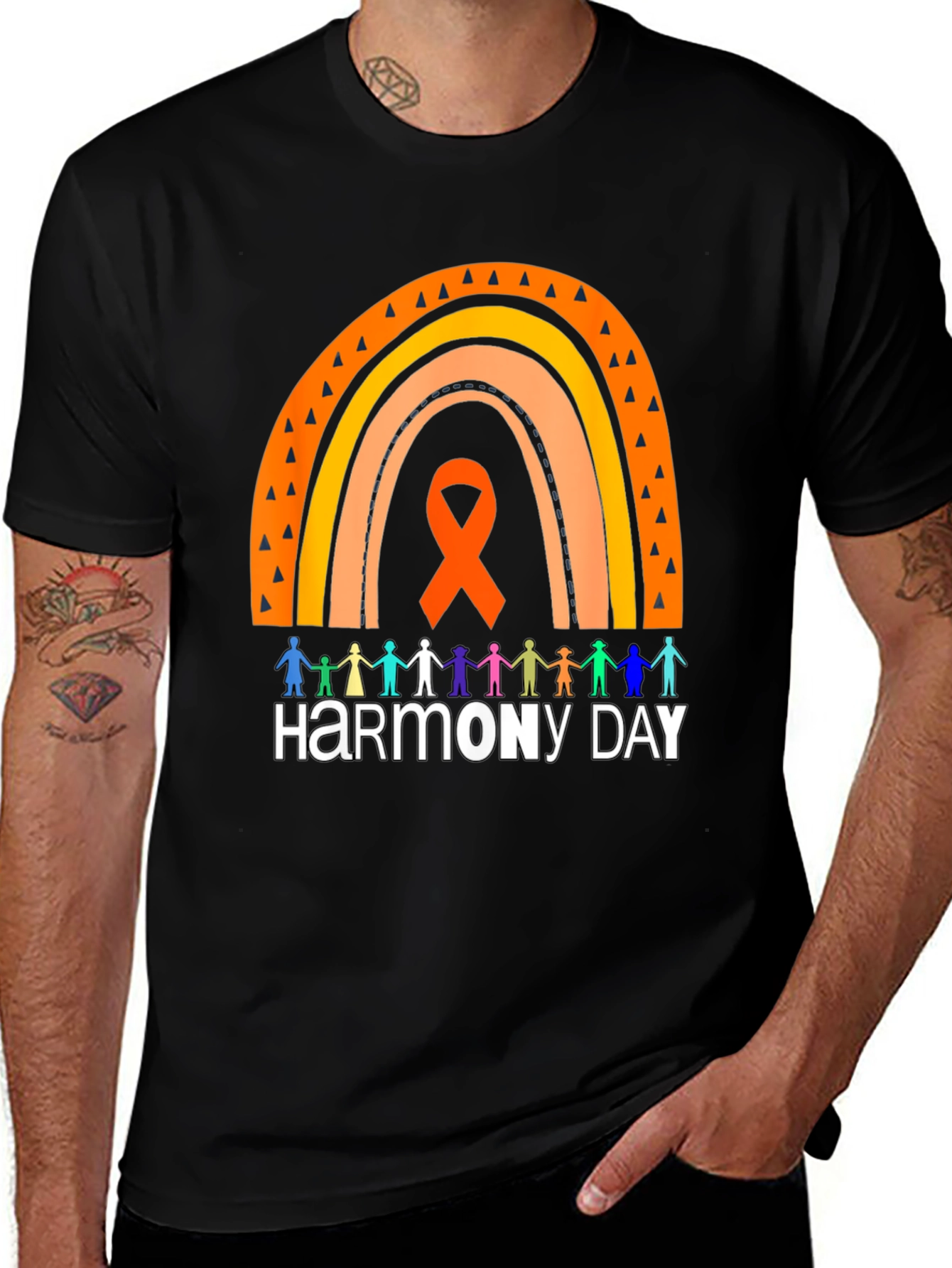 Harmony Day Graphic Tee - Rainbow & People Design