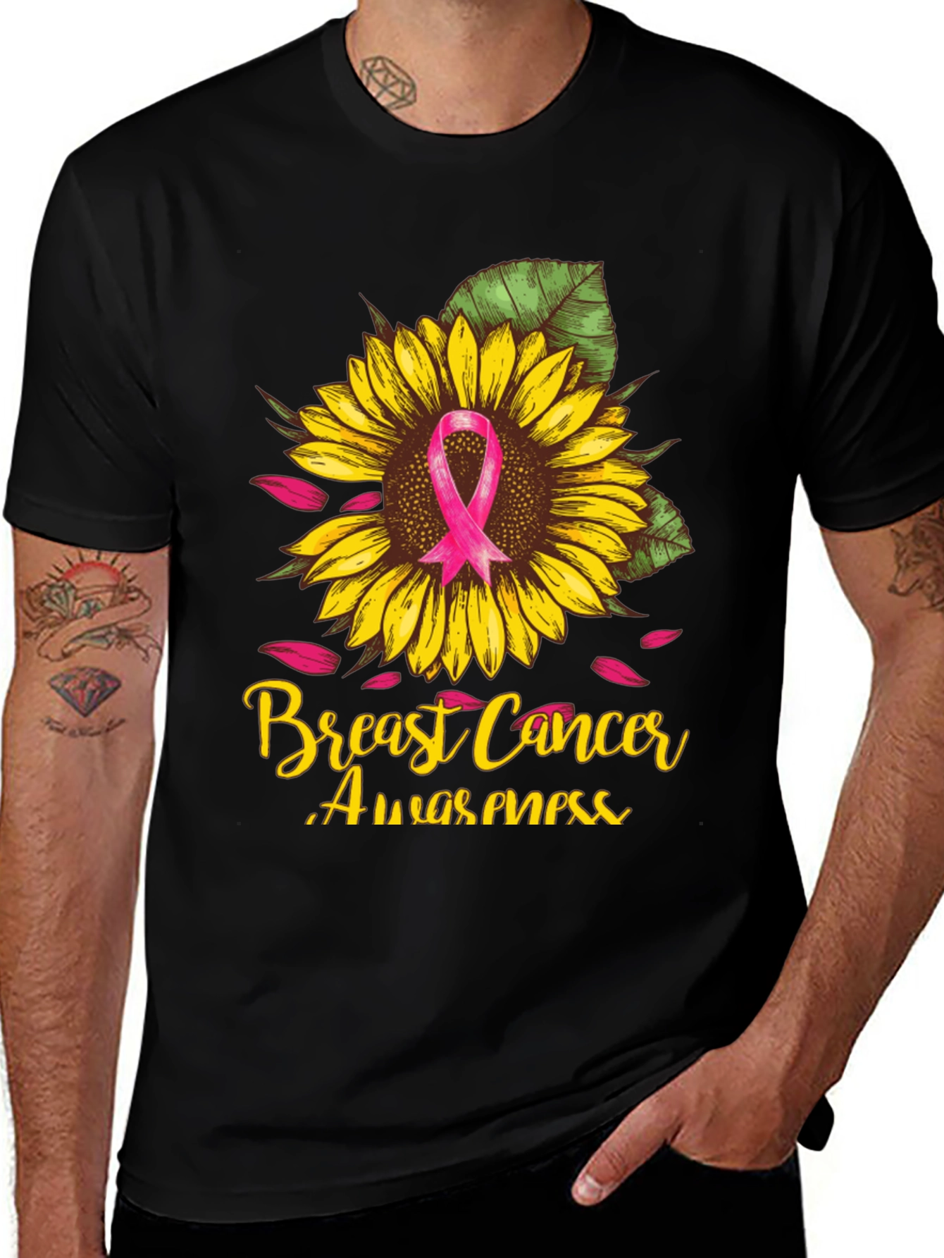 Variant 18 of Breast Cancer Awareness Sunflower T-Shirt