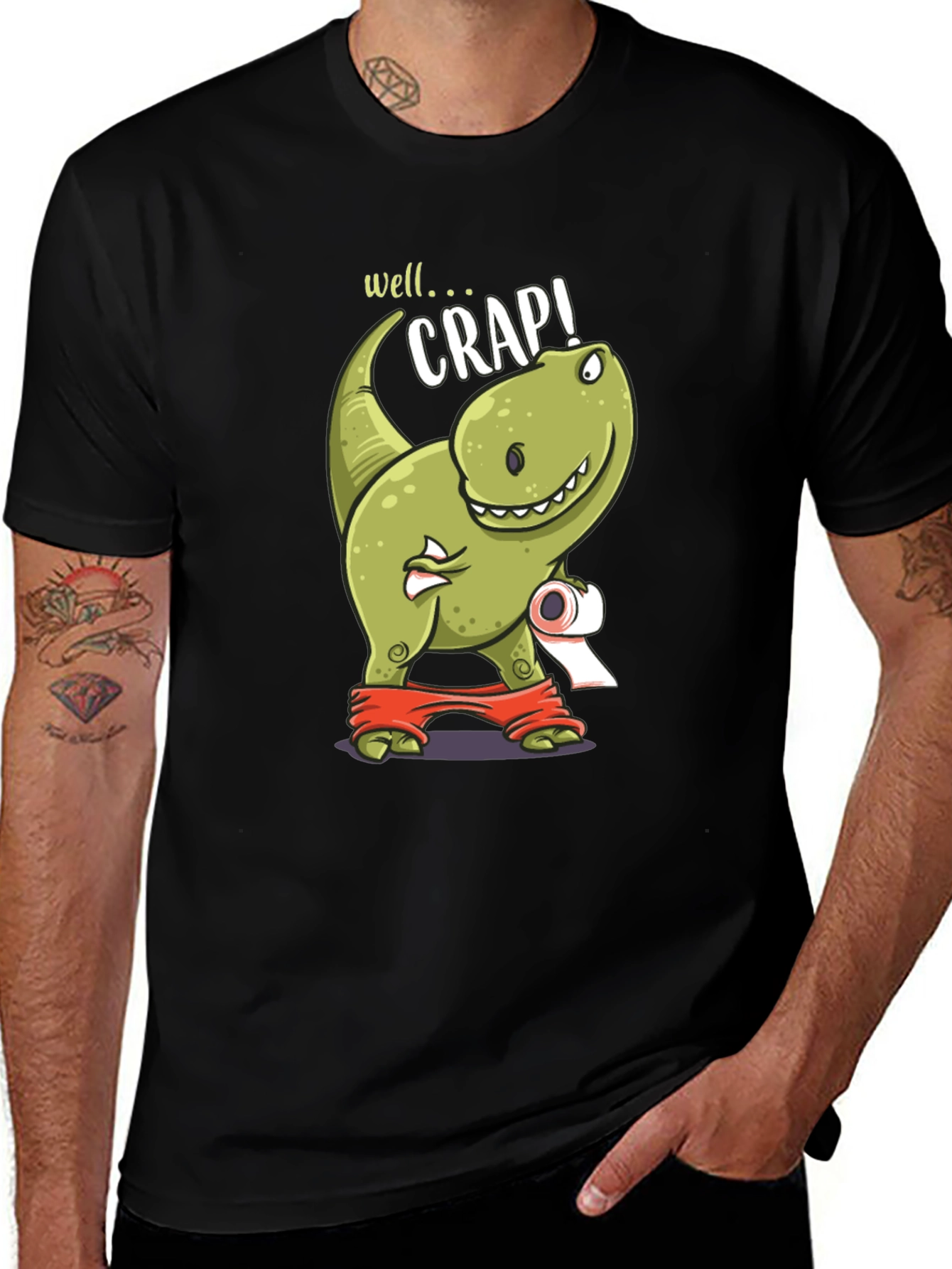 Variant 23 of Dino Crap Graphic T-Shirt Funny T-Rex Toilet Humor Tee