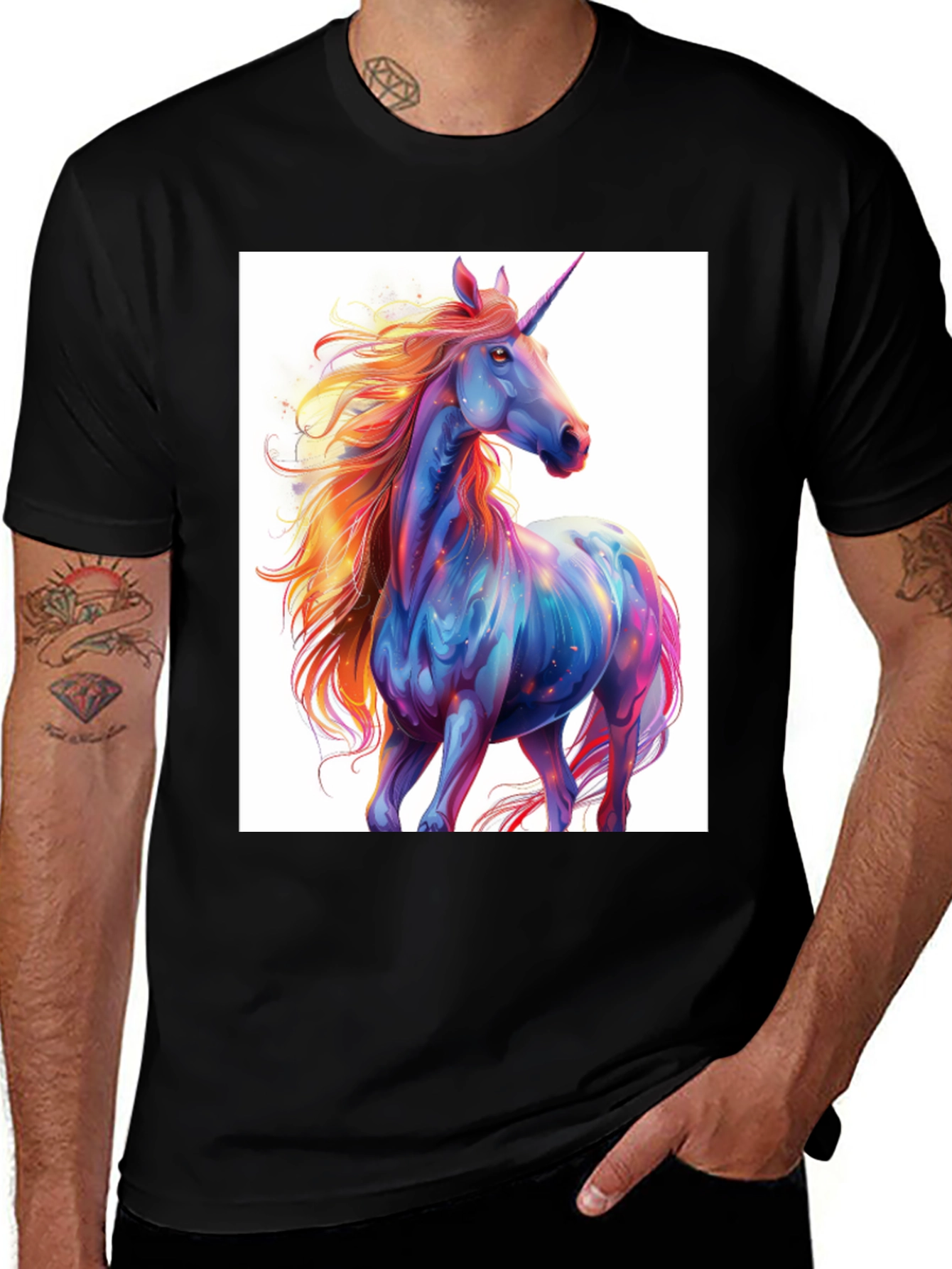 Variant 5 of Unicorn Graphic Tee - Black Cotton Blend