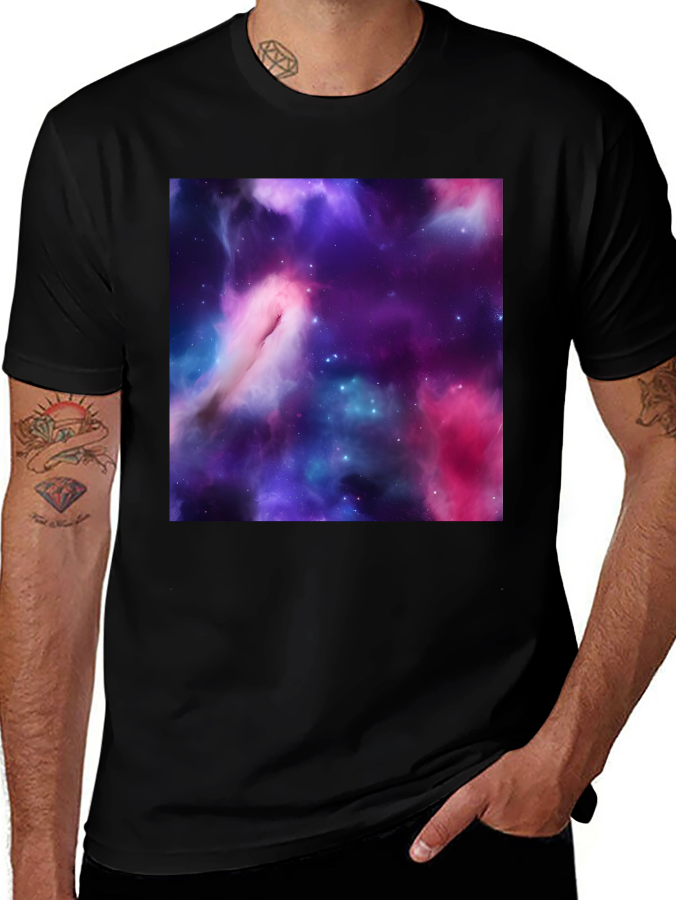 Cosmic Nebula Black T-Shirt