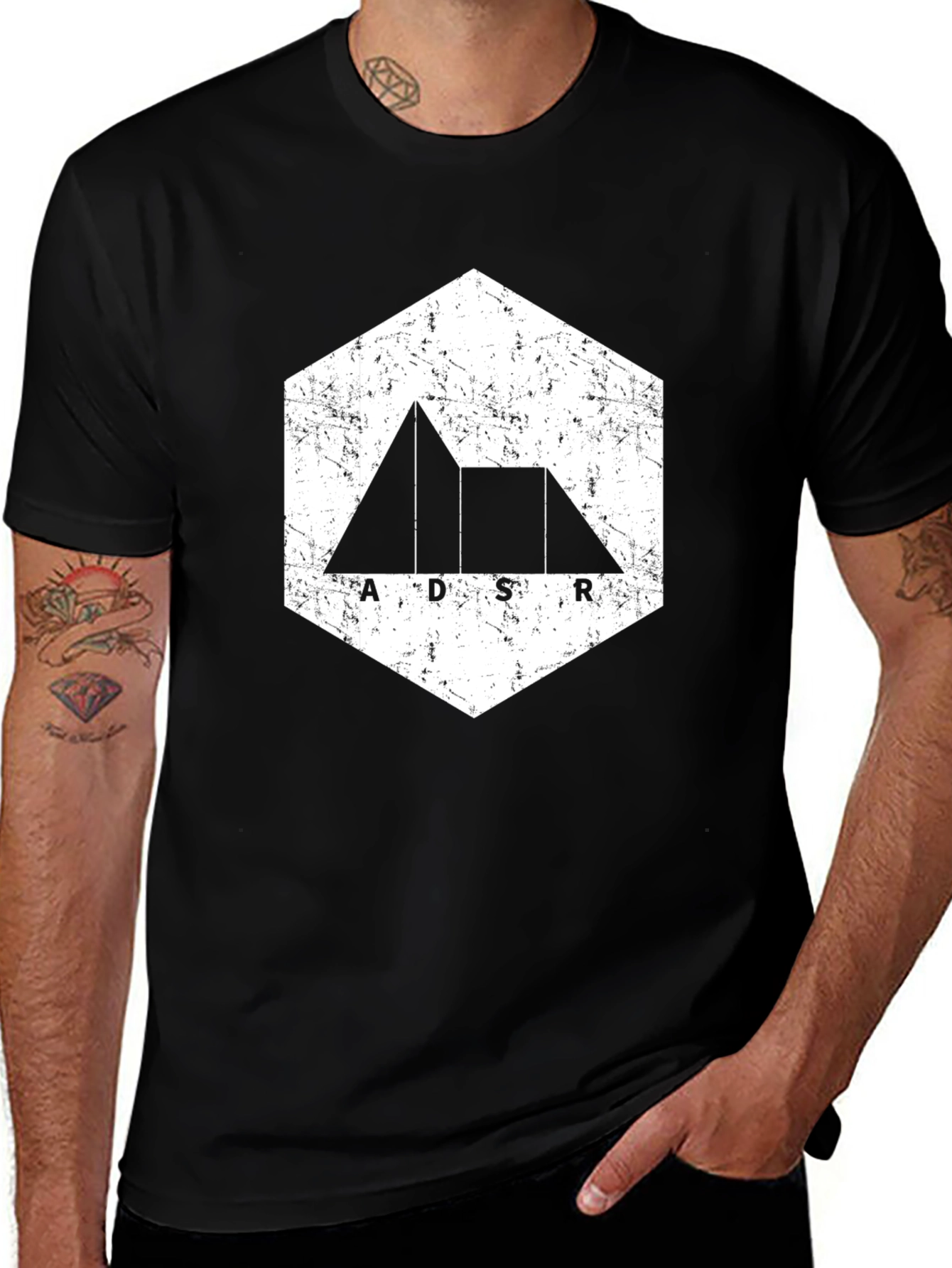 Variant 15 of ADSR Hexagon Graphic Tee - Black Unisex T-Shirt