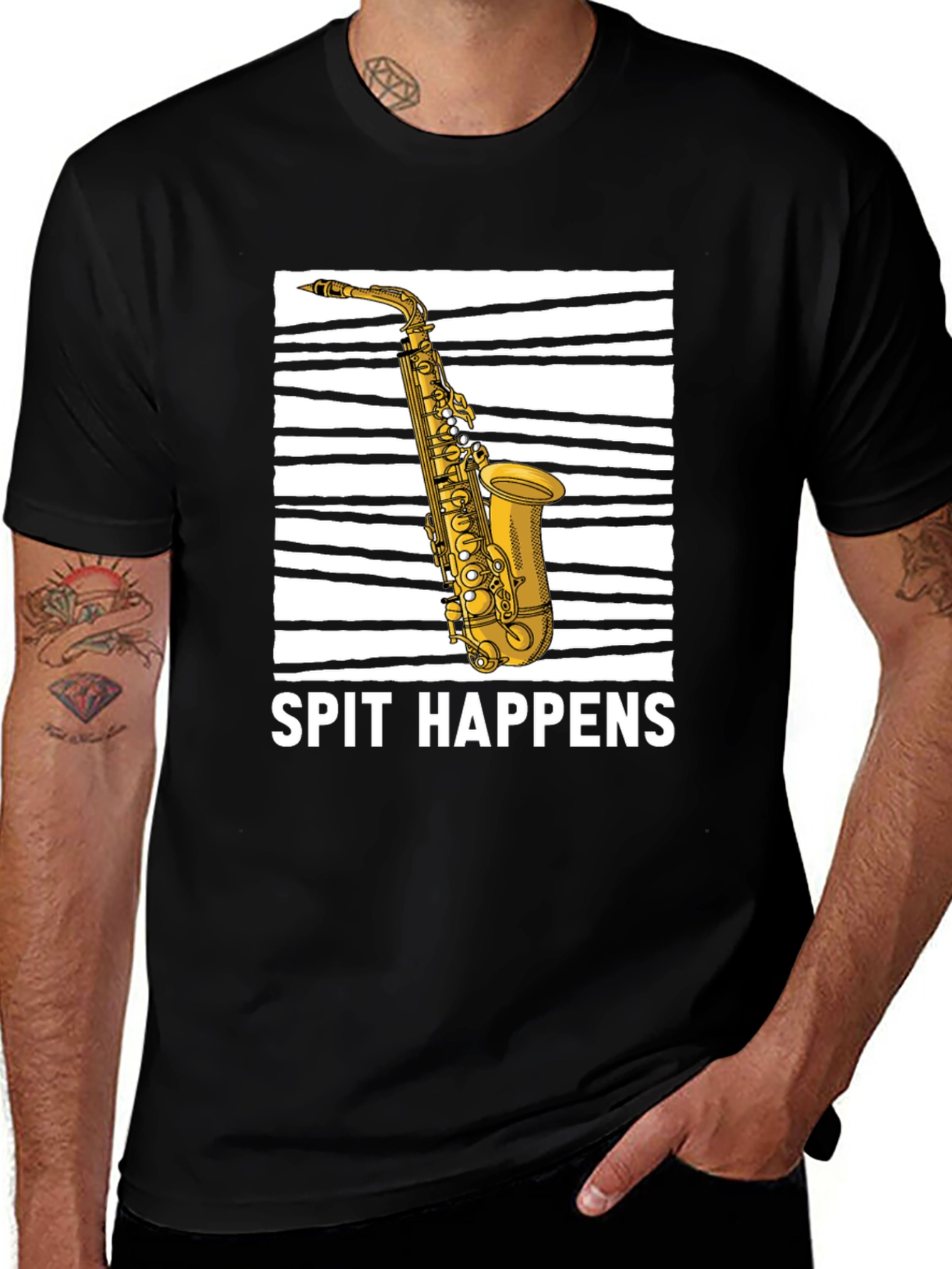 Variant 15 of Spit Happens Saxophone Graphic Tee