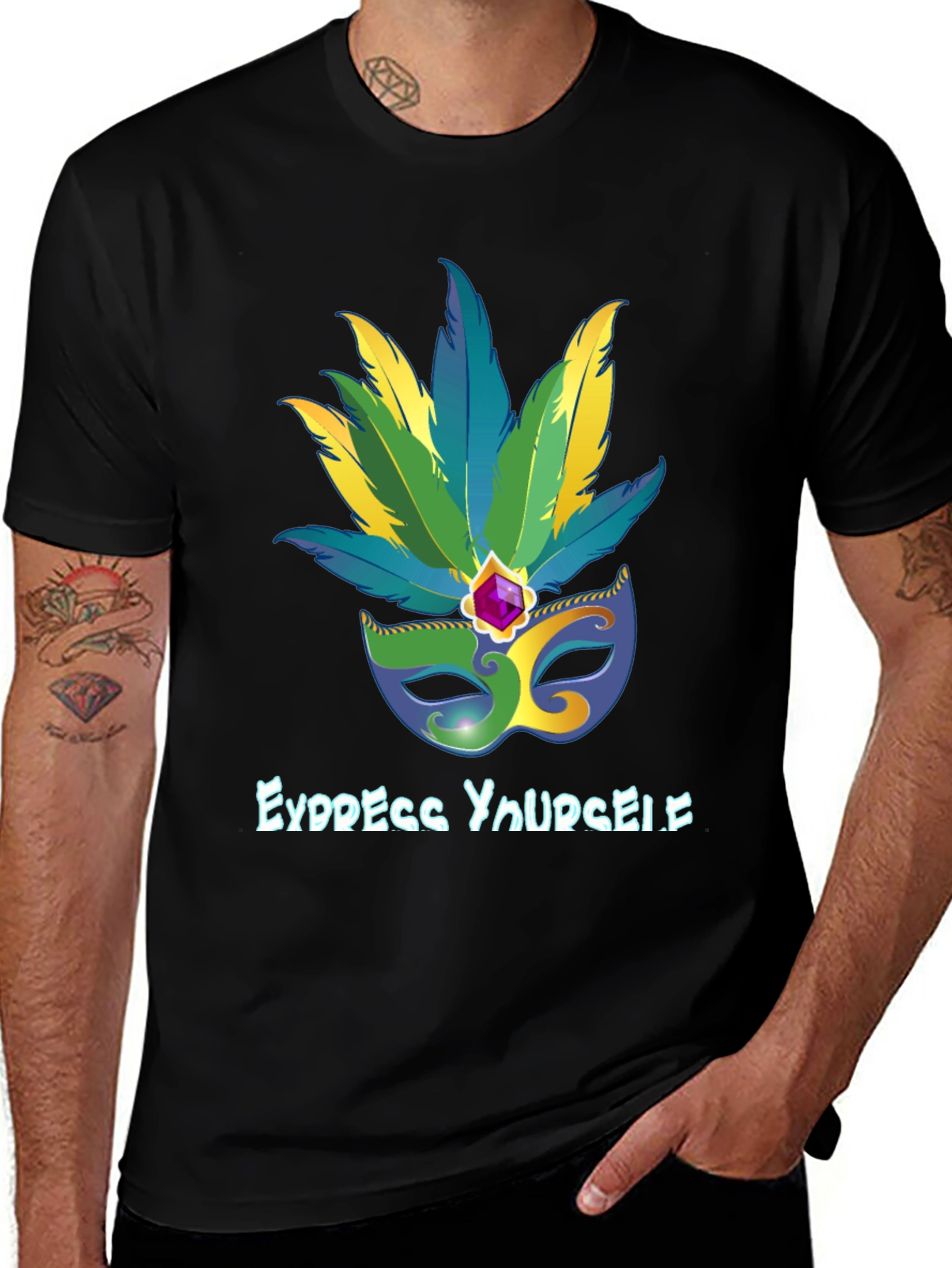 Express Yourself Mardi Gras Mask Tee