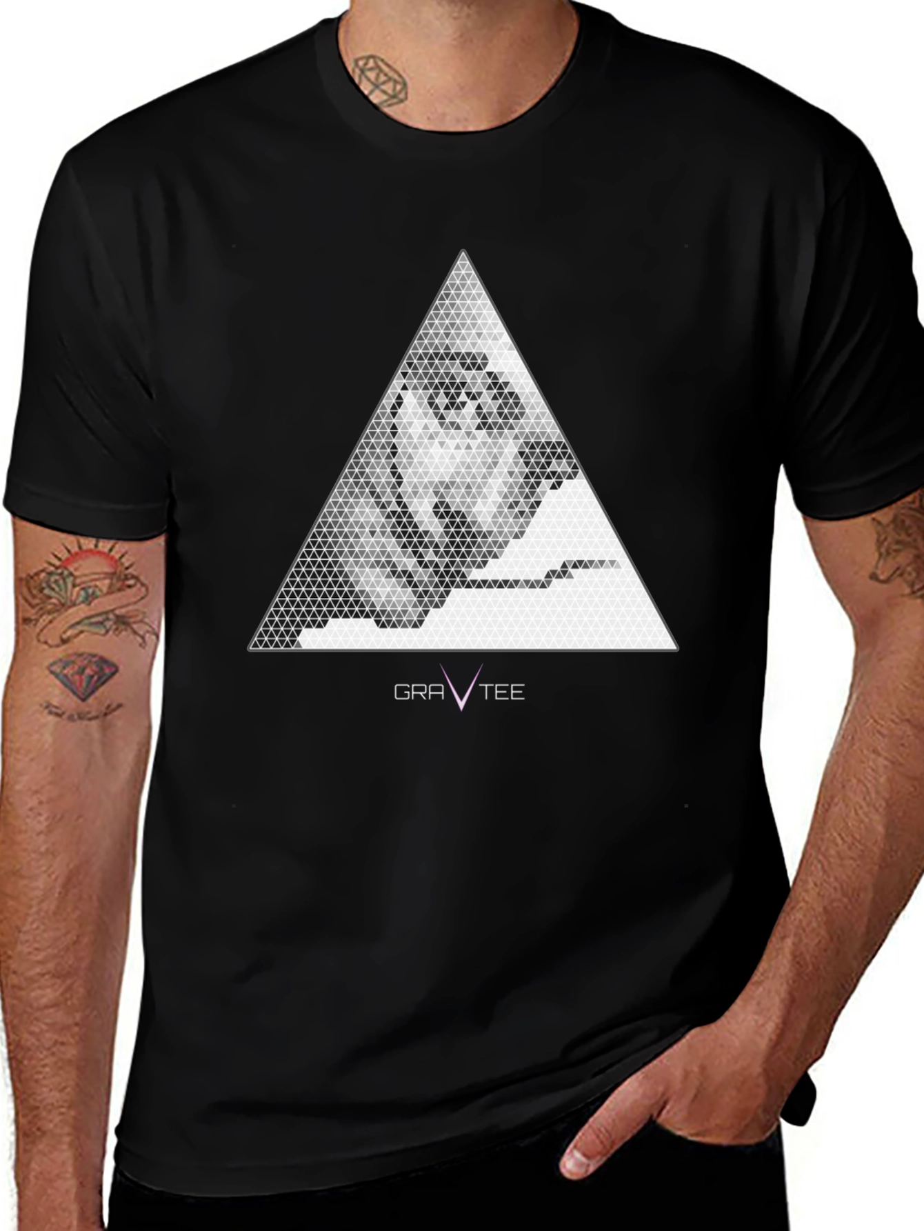 Variant 22 of Geometric Face Graphic Tee - Men's Black T-Shirt