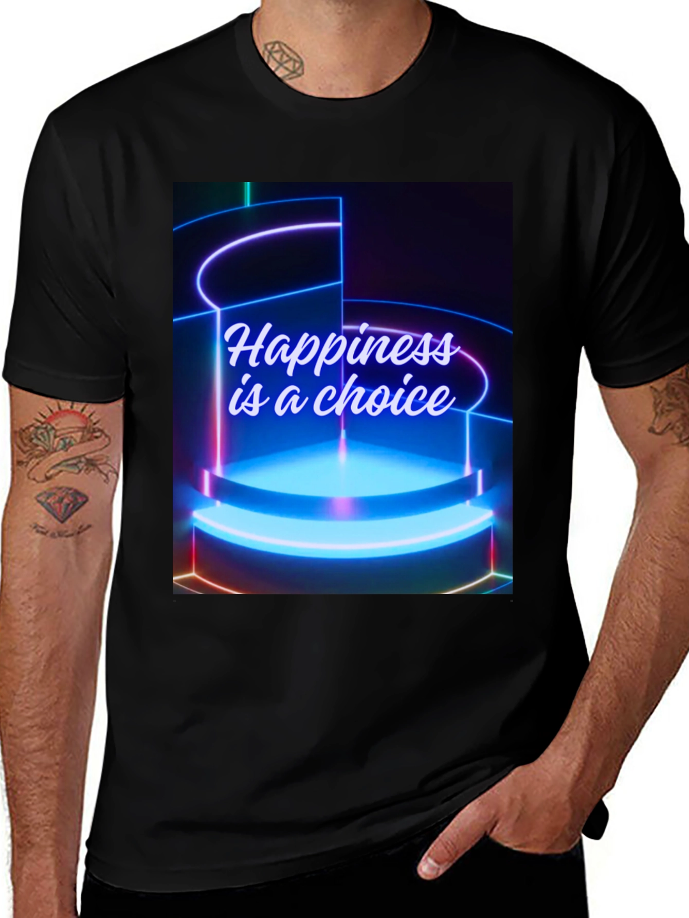 Variant 30 of Happiness Choice Graphic Tee - Black
