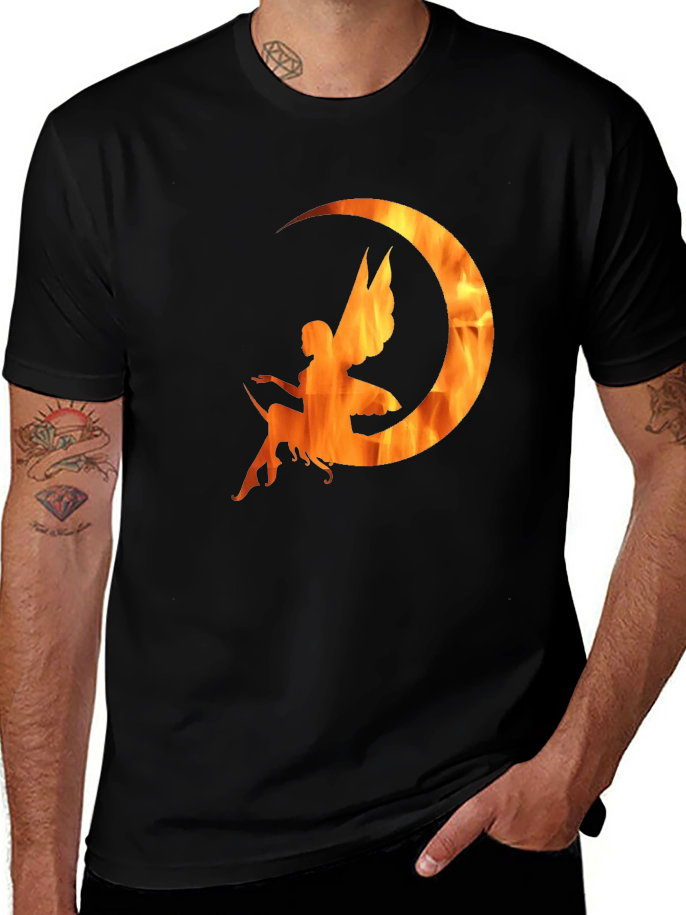 Variant 15 of Fiery Fairy Moon Graphic Tee - Soft Cotton Blend