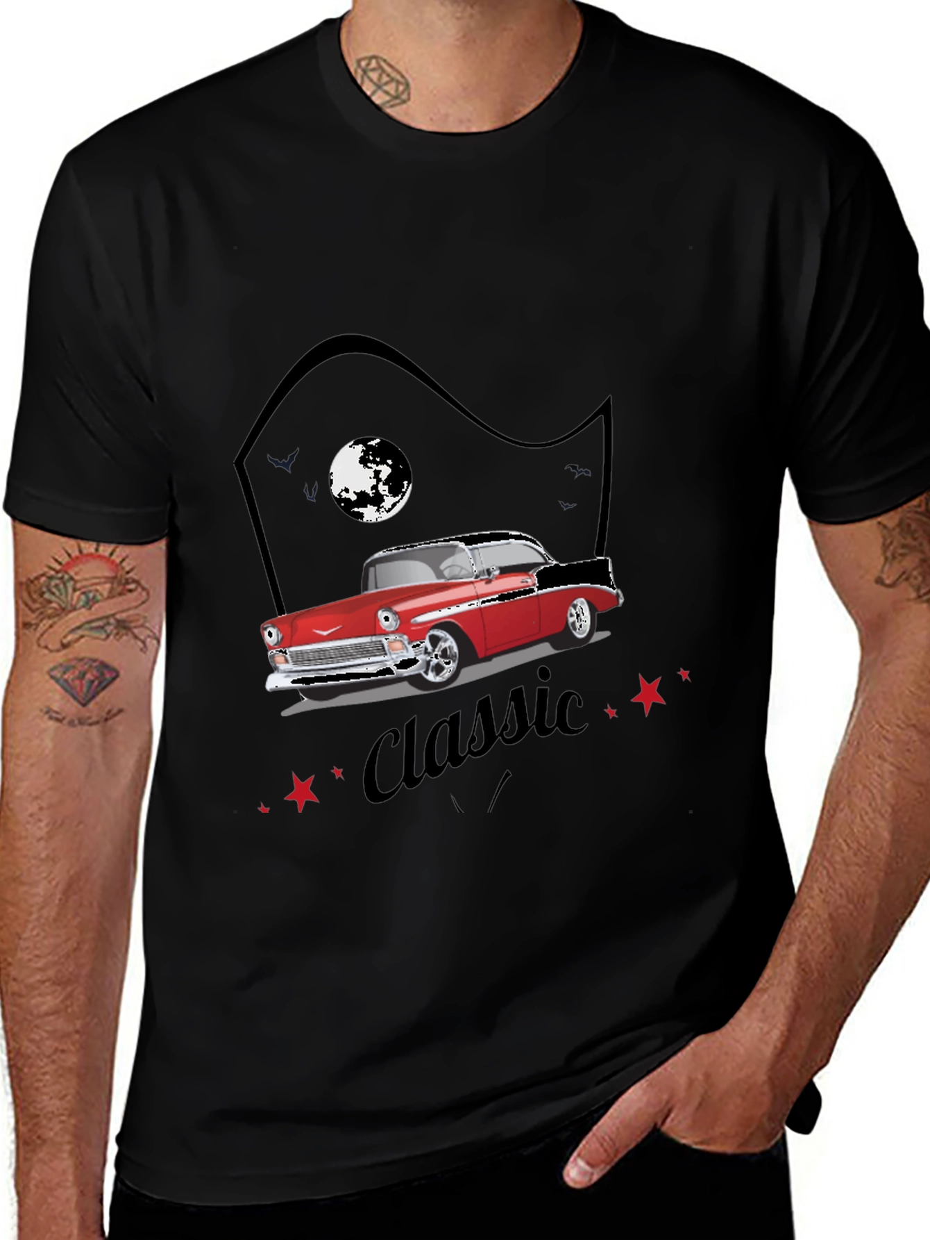 Variant 26 of Classic Car Graphic Tee - Black T-Shirt