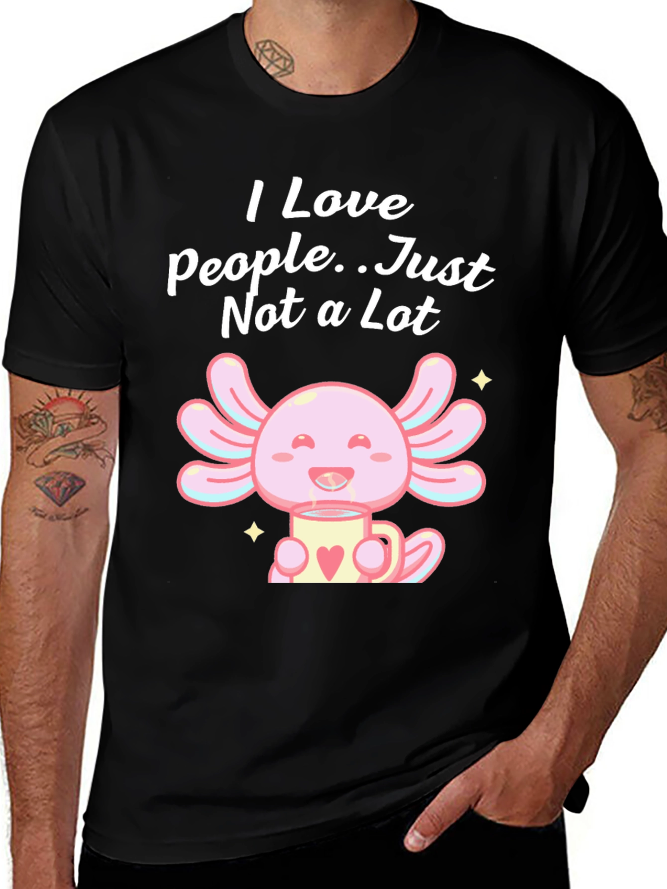 Variant 8 of I Love People Axolotl T-Shirt - Cute Graphic Tee