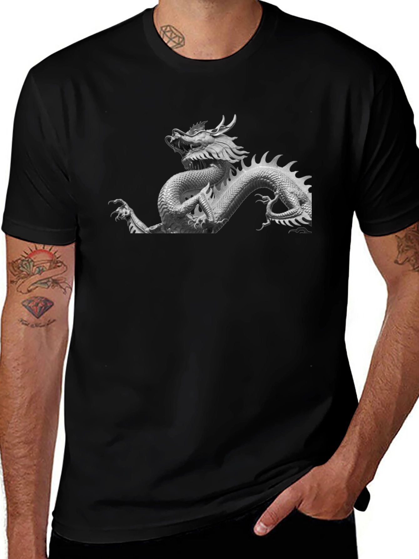 Variant 27 of Dragon Graphic T-Shirt - Black