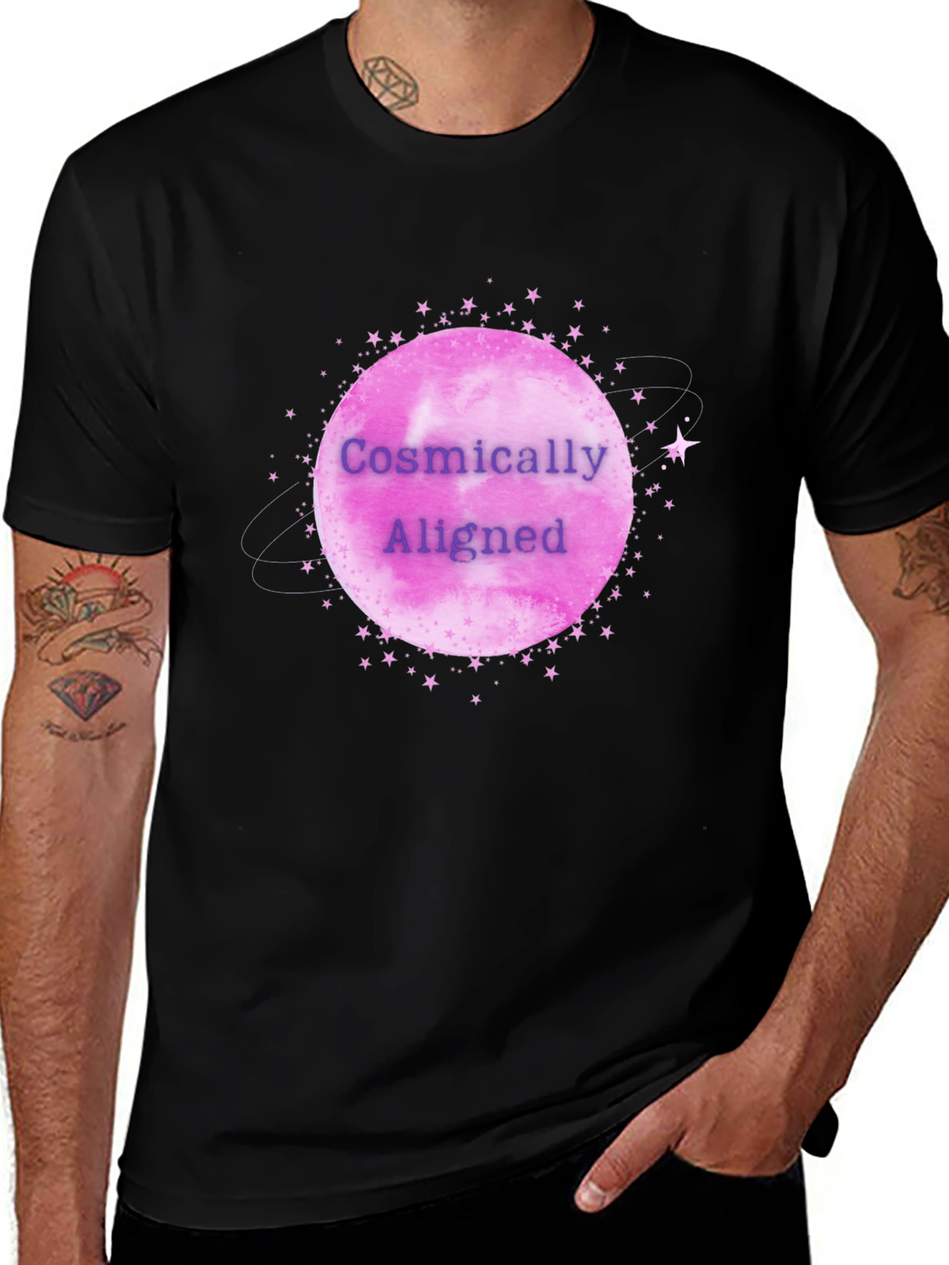 Variant 19 of Cosmically Aligned Graphic Tee - Black
